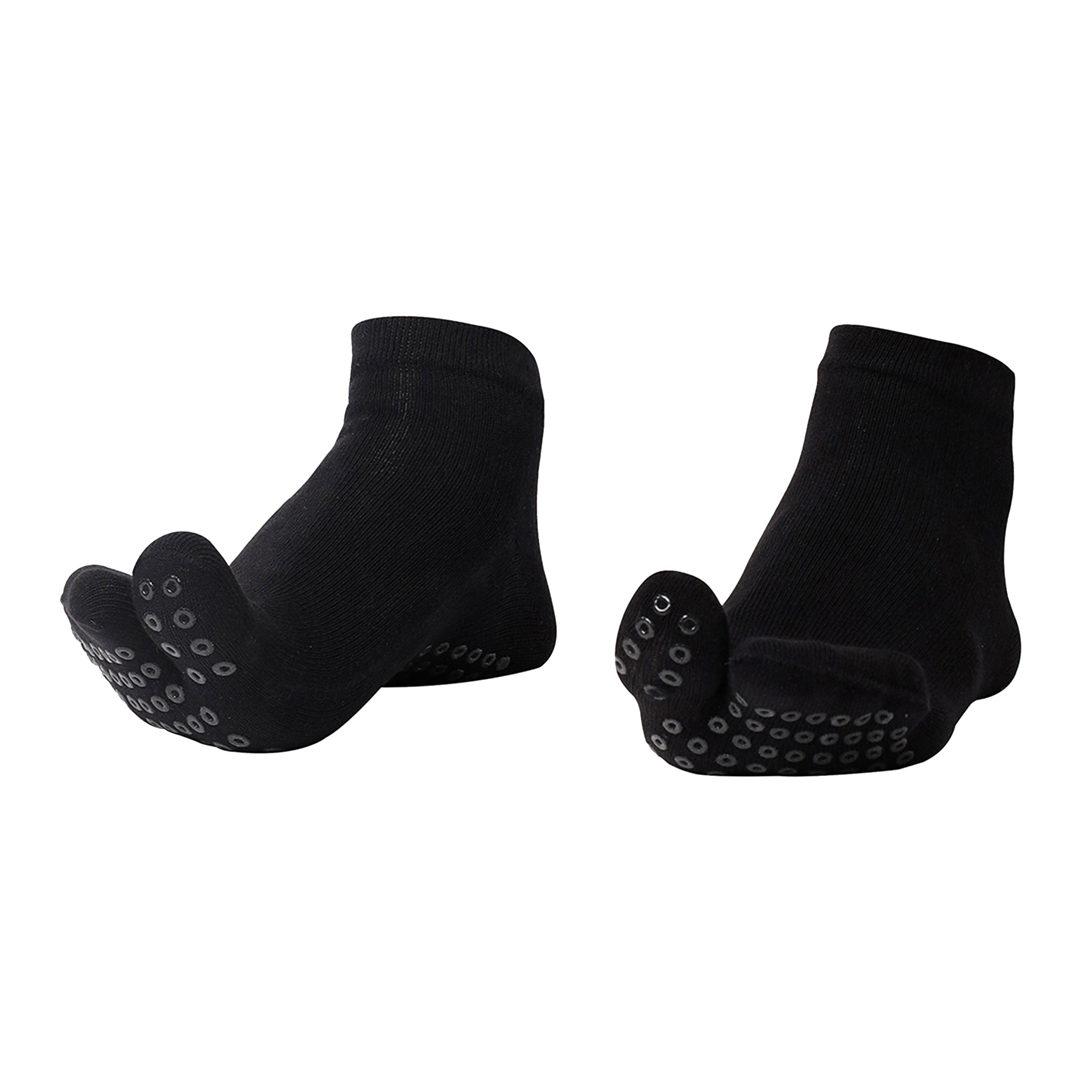 Pilates - Unisex Two-Toe Grip Socks – Anti-Slip Socks for Yoga, Pilates - Black
