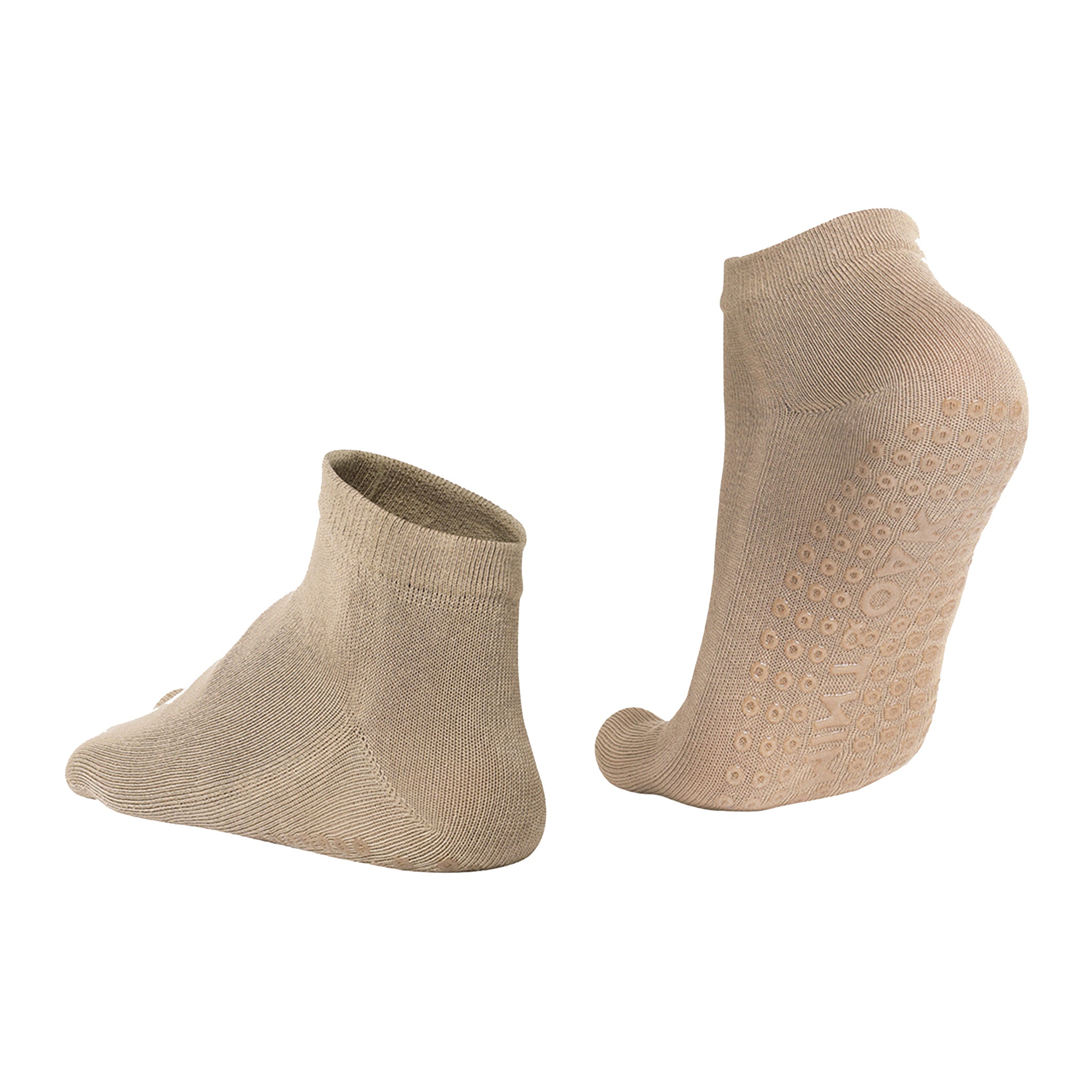 Unisex Anti-Slip Two-Toe Grip Socks for Elderly Care - Beige