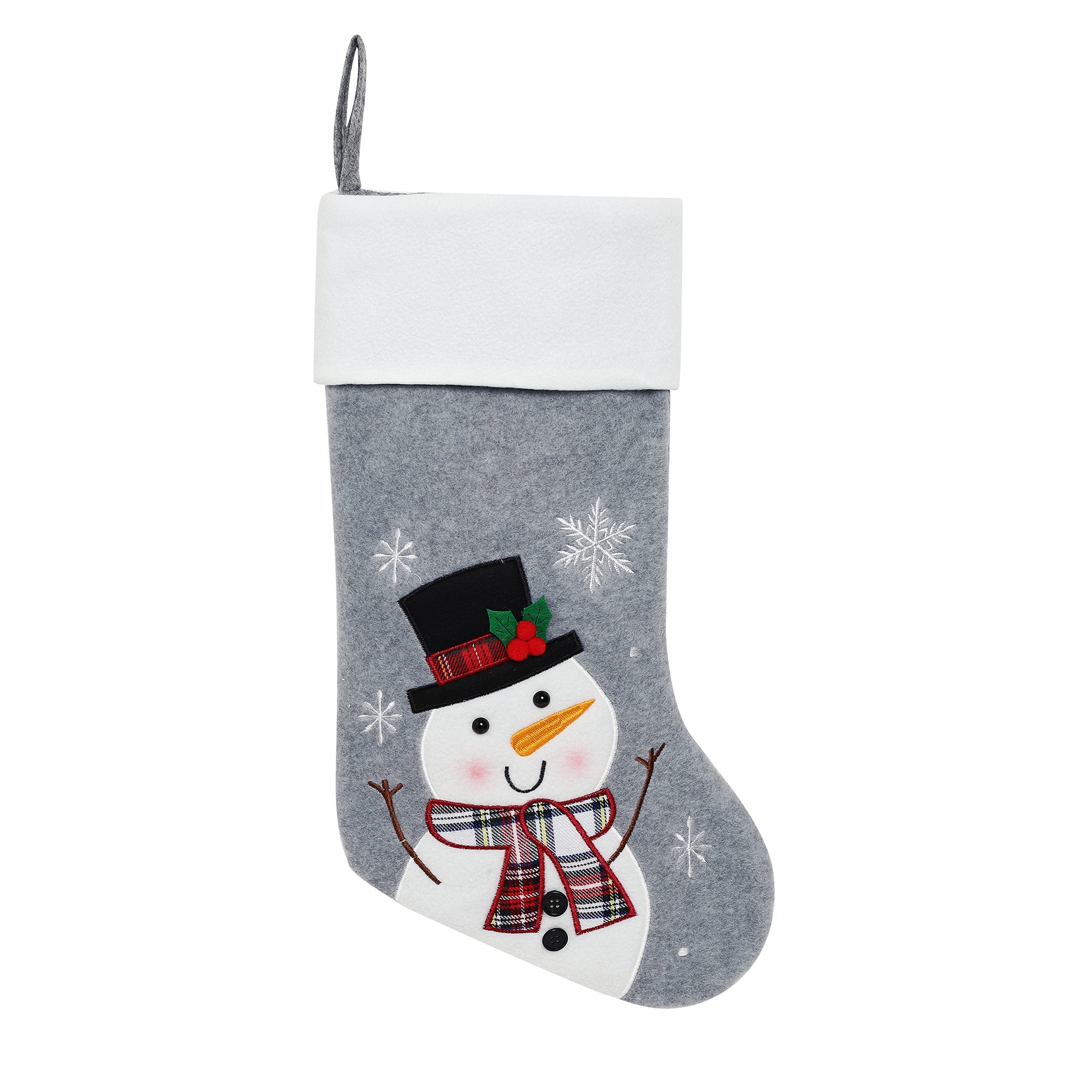 Grey Snowman Stocking