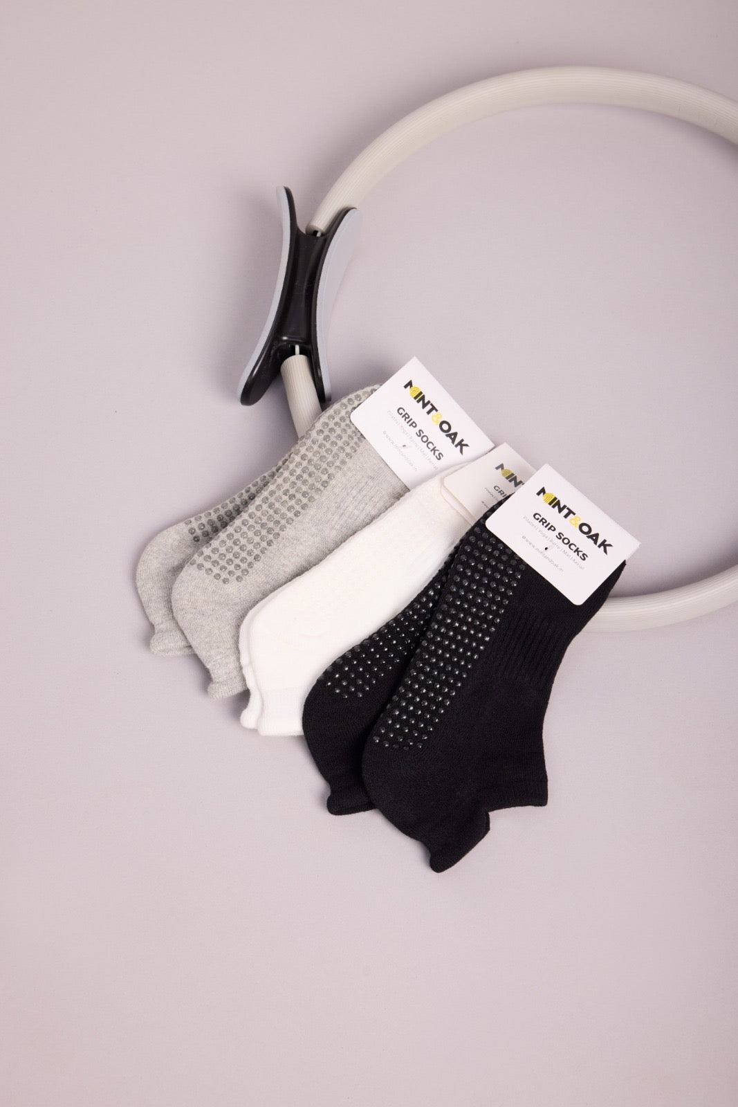 Yoga and Pilates Non-Slip Socks for Men and Women - Set of 3 (Black, White, Grey)