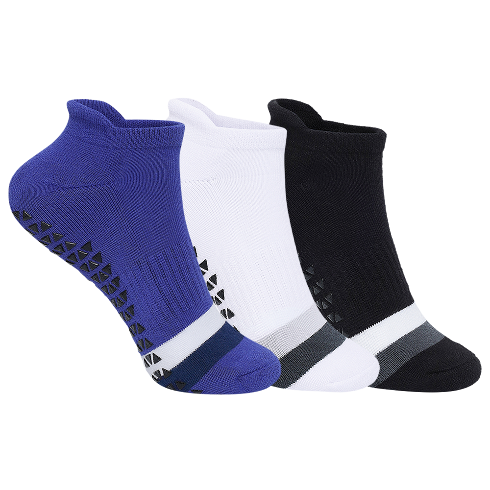 Unisex Ankle Sports Grip Socks Set Of 3 (White, Black, Navy Blue)