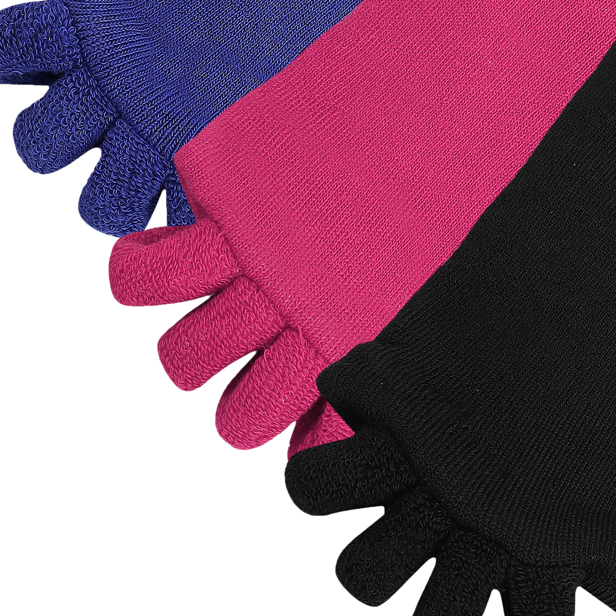 Foot Alignment Socks with Toe Separators Set Of 3- (Black, Blue, Pink)