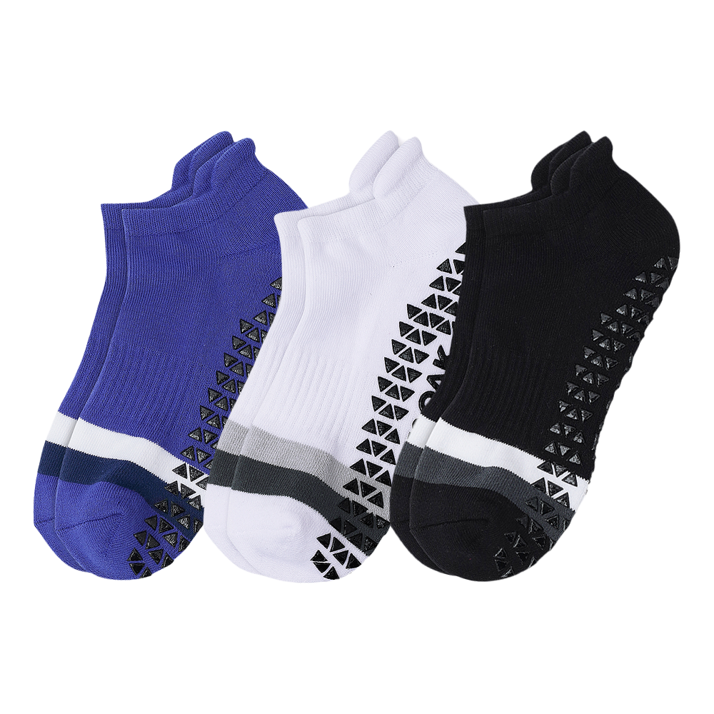 Unisex Ankle Sports Grip Socks Set Of 3 (White, Black, Navy Blue)