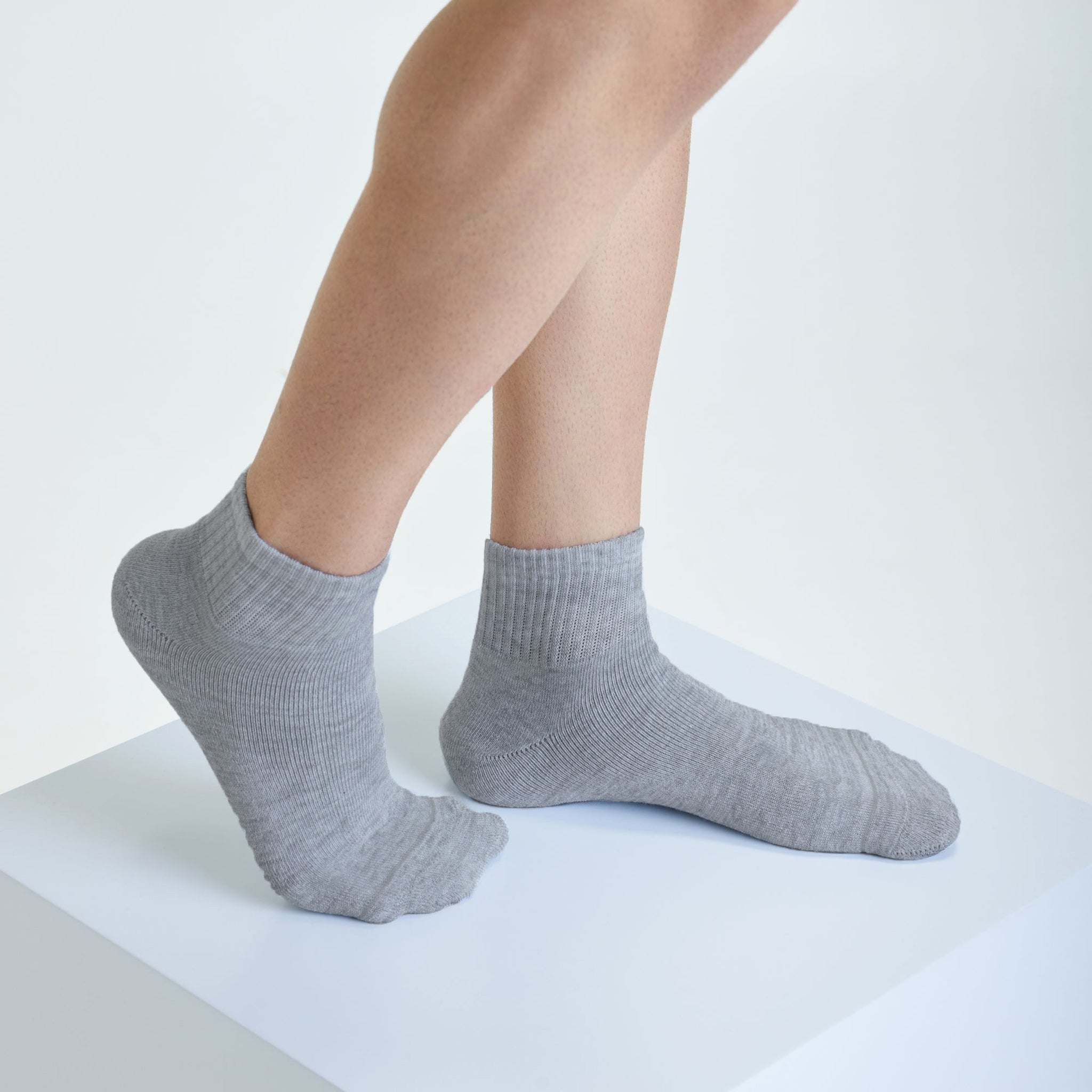 Sports terry Ankle Socks For Men - Set Of 5 ( White, Grey, Black & Grey Melange, Blue Melange, White )