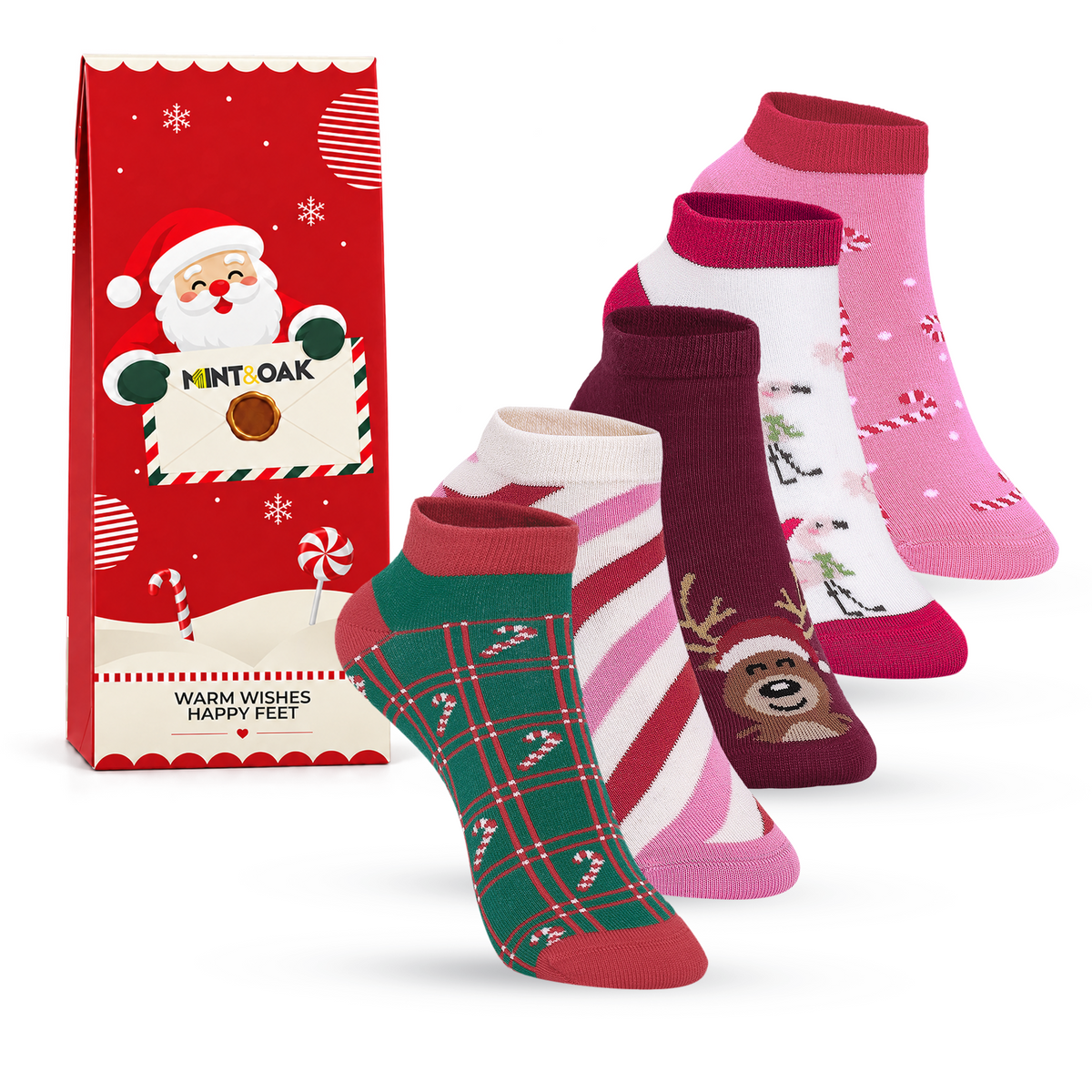 Christmas Sock Party Set of 5 Socks for Women - Giftbox Packaging