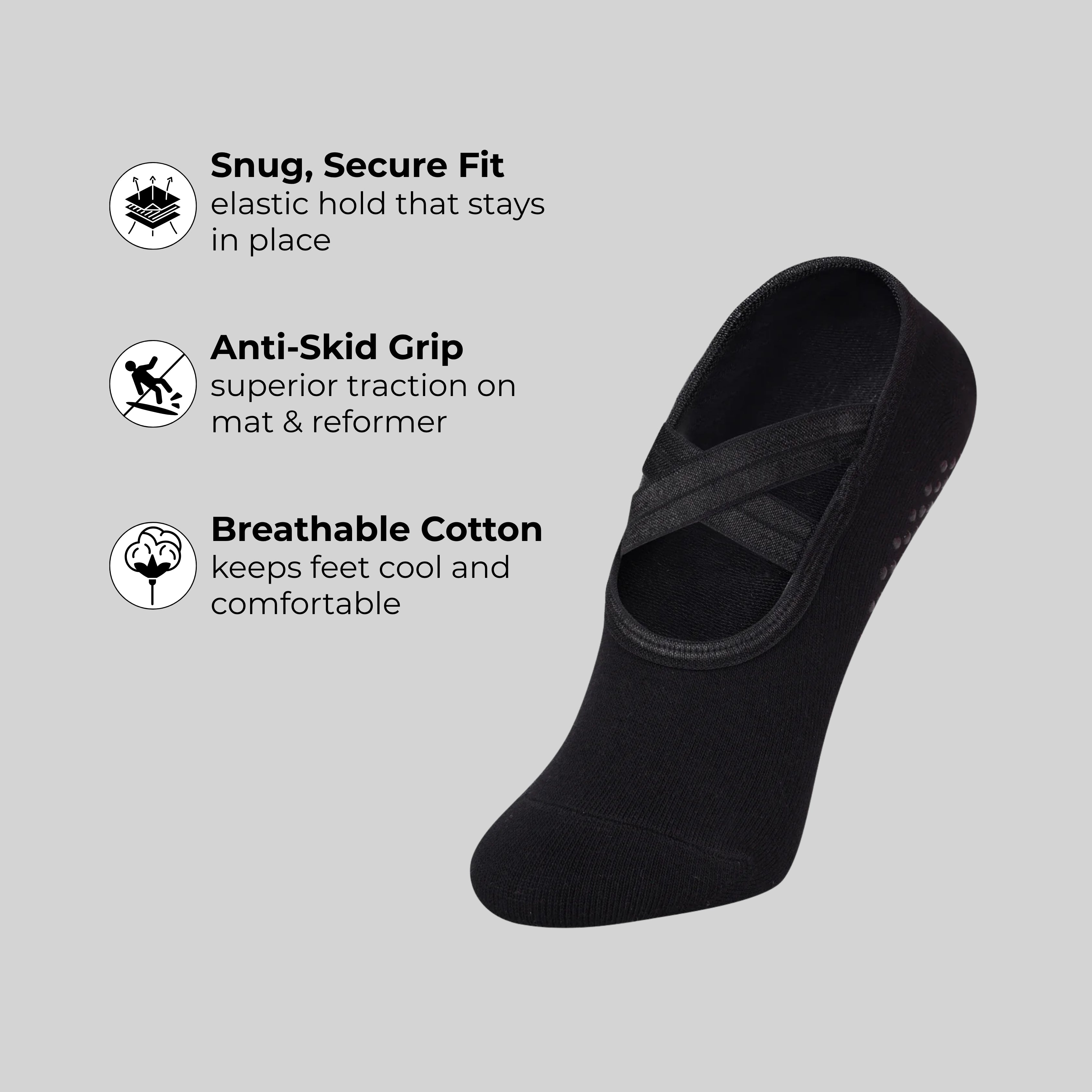 Yoga and Pilates Non-Slip Socks for Women - Black