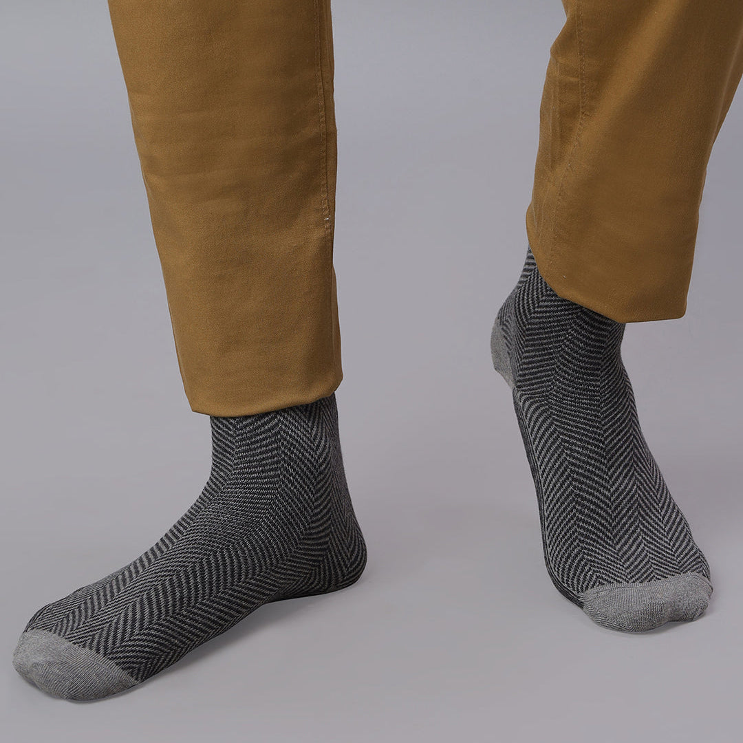 Herringbone Men's Crew Socks (Grey)