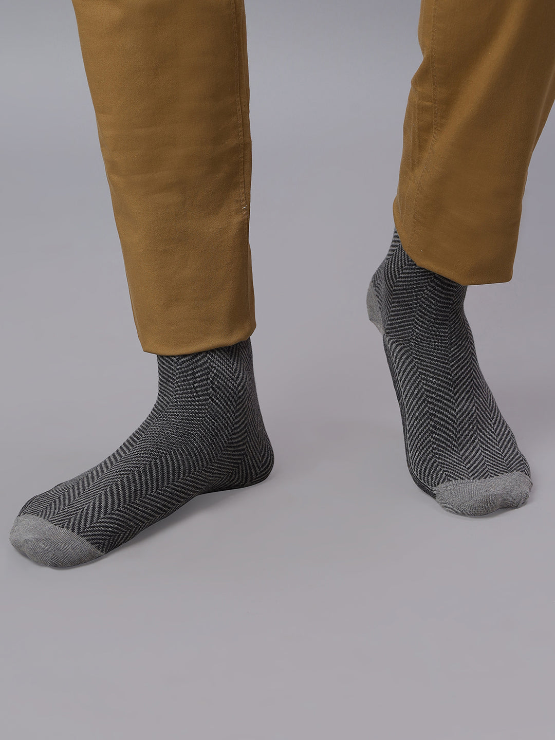 Herringbone Men's Crew Socks (Grey)
