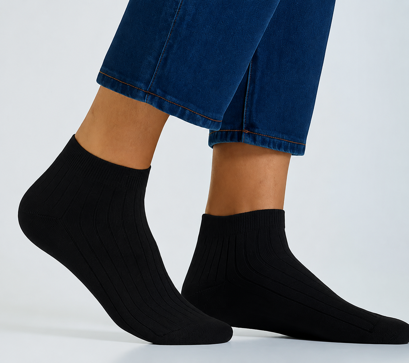 Ribbed Ankle Socks For Men - Black