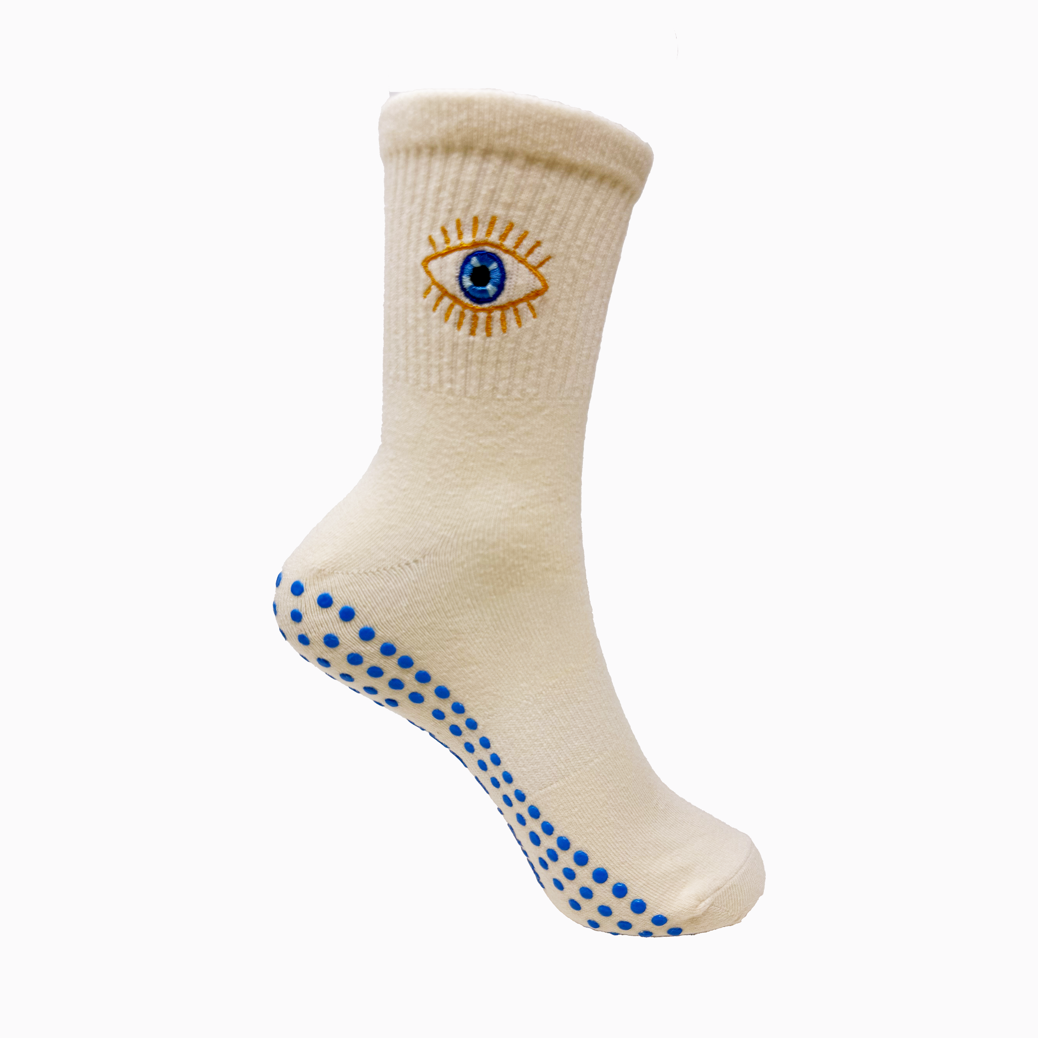 Yoga and Pilates Crew/ Full length Non-Slip Socks for Women - Evil Eye