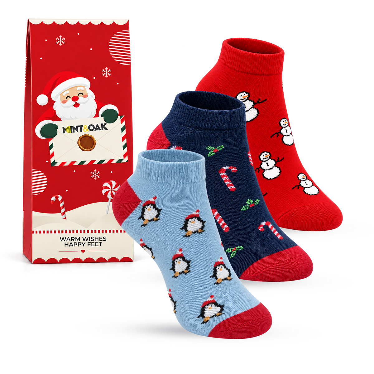 Christmas Set-of-3 Ankle Socks for Women