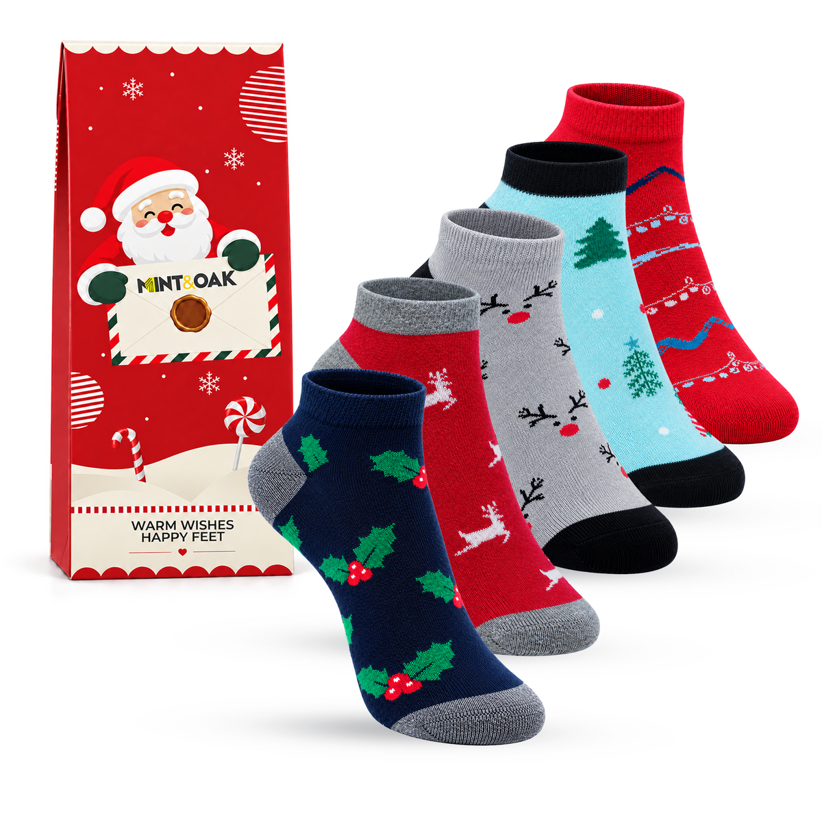 Mistletoe time Set of 5 Socks For Women - Giftbox Packaging