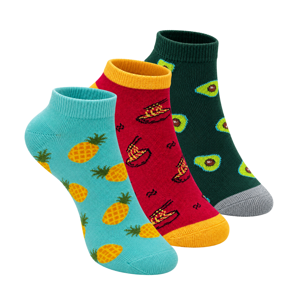 Snack Attack Set-of-3 Ankle Socks for Women