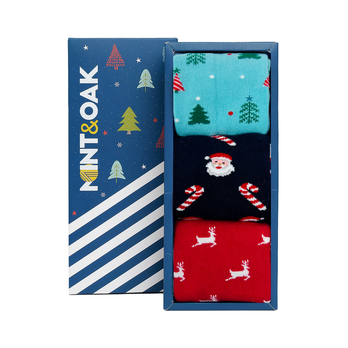 Cheerful Christmas Set-of-3 Crew Socks for Men