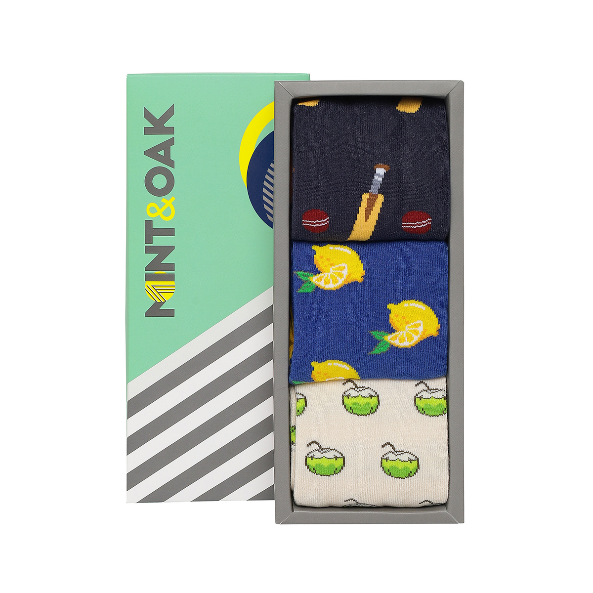 Sip, Slice & Stride Set-of-3 Crew Socks for Men