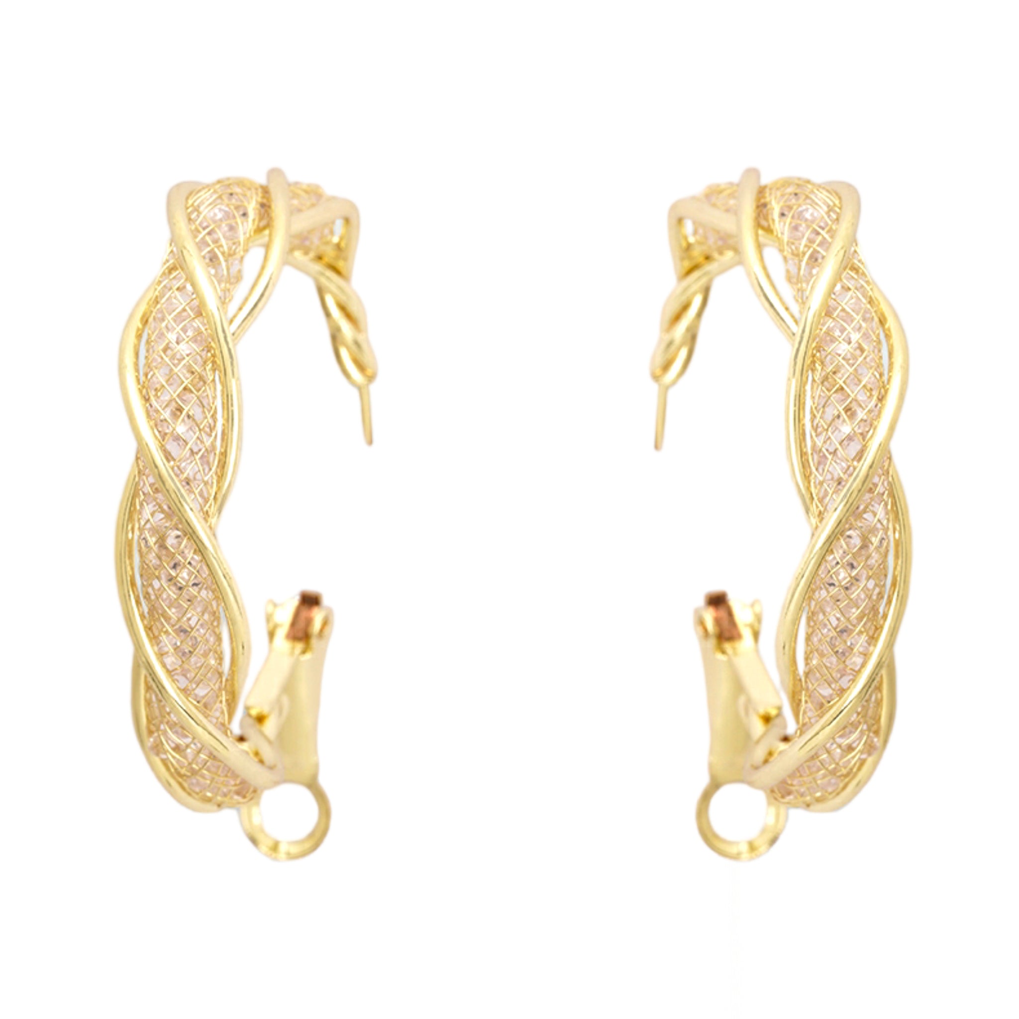 Golden twisted jali hoops