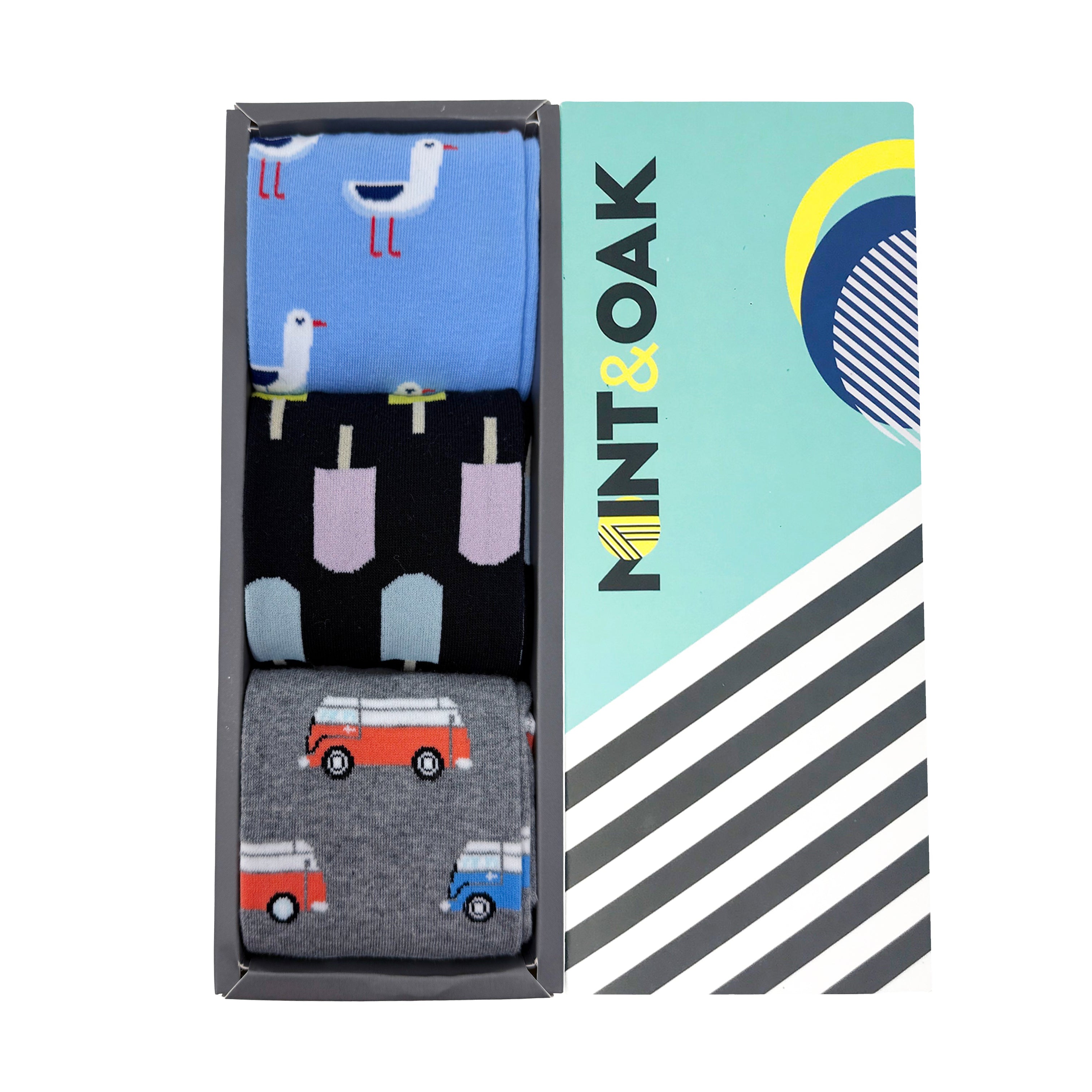 Happy Feet Trio Set-of-3 Crew Socks for Men