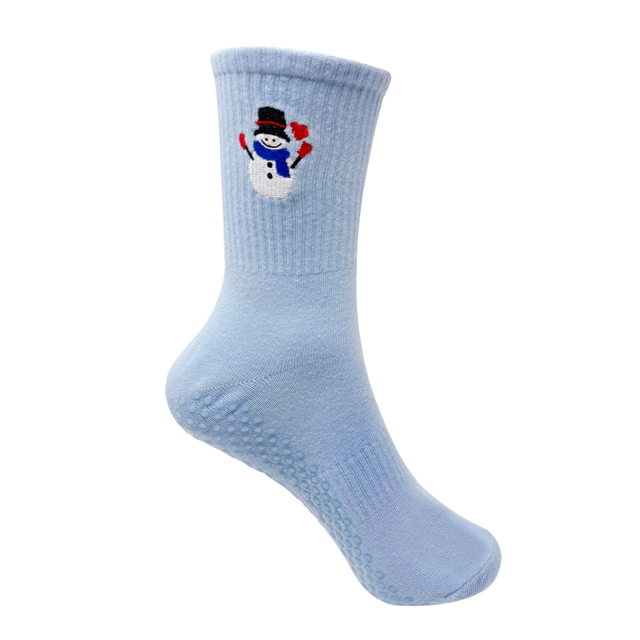 Varsity Snowman Pilates Socks - Christmas Collection - Light Blue