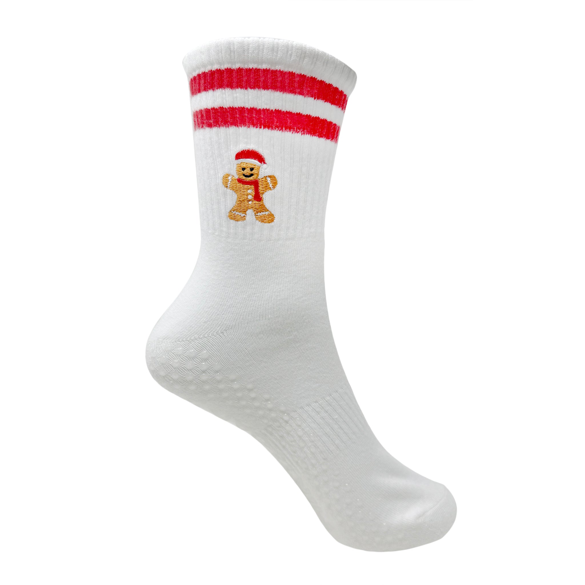 Varsity Gingerbread Pilates Socks - Christmas Collection - White