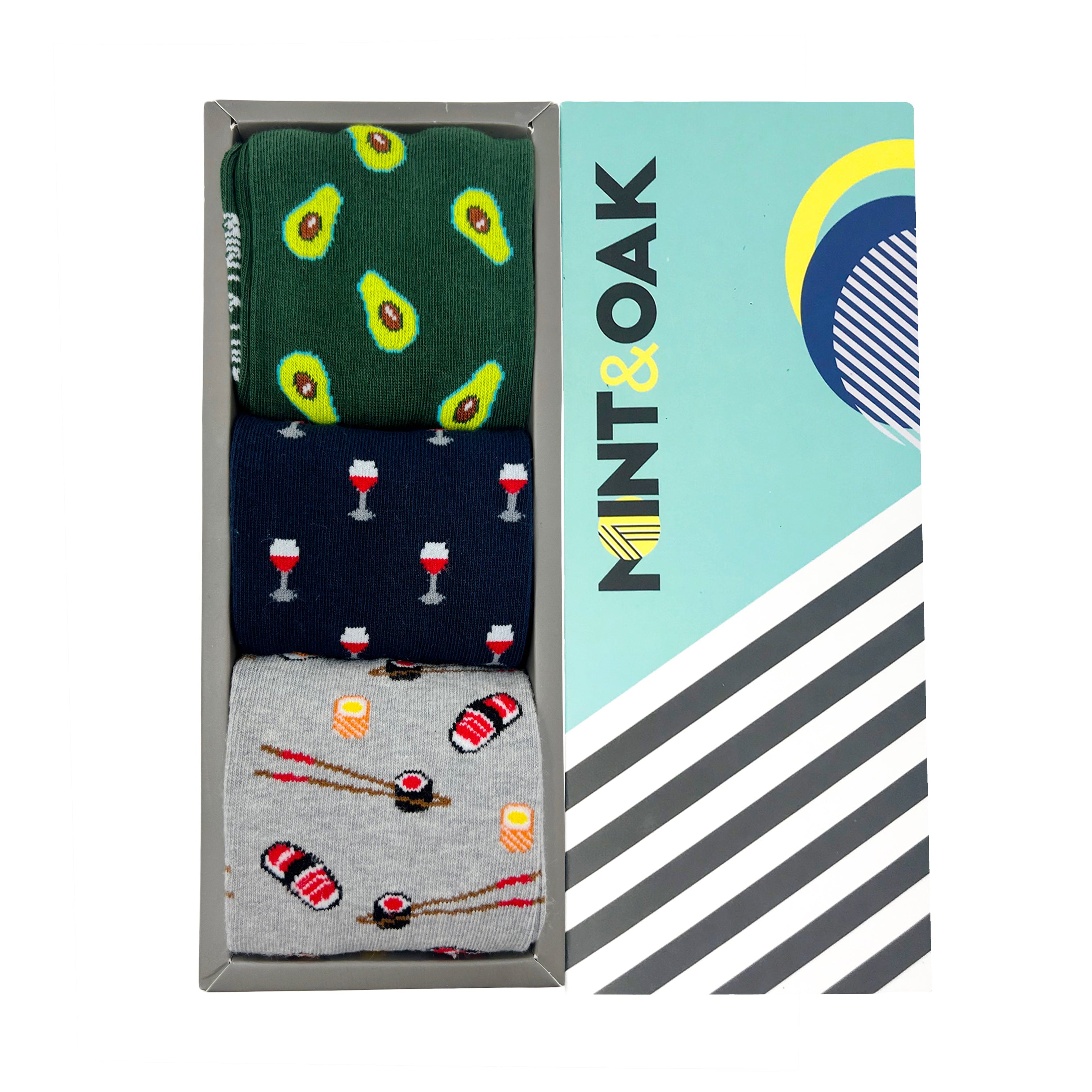 Nom Nom Toes Set-of-3 Crew Socks for Men