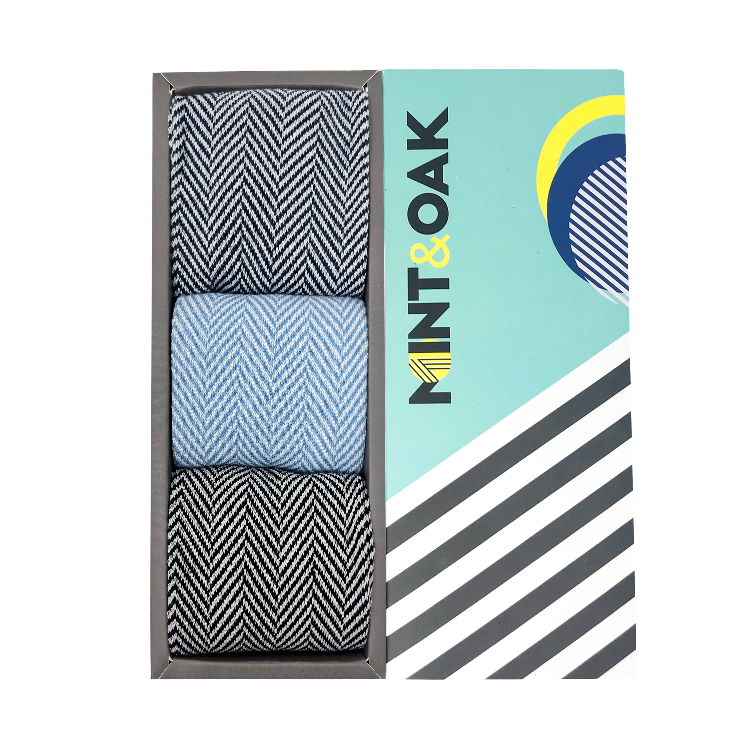 Classic Herringbone Set-of-3 Crew Socks for Men