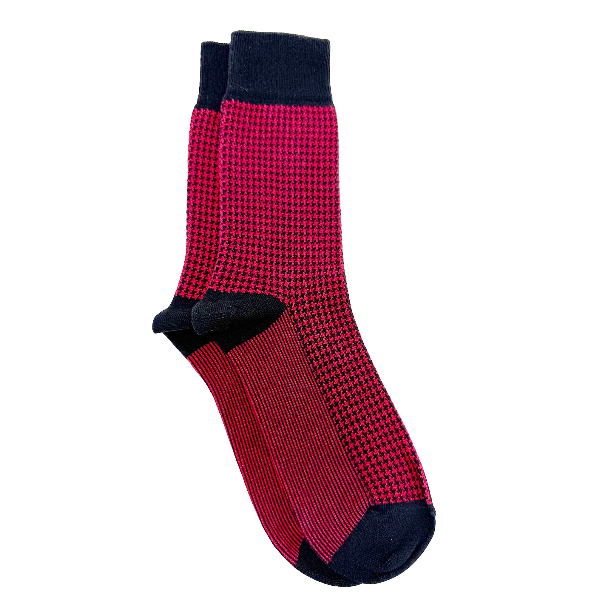 Houndstooth Men's Crew Socks - Red