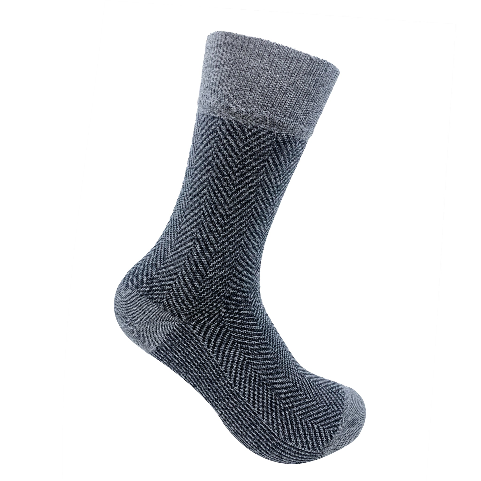 Herringbone Men's Crew Socks (Grey)