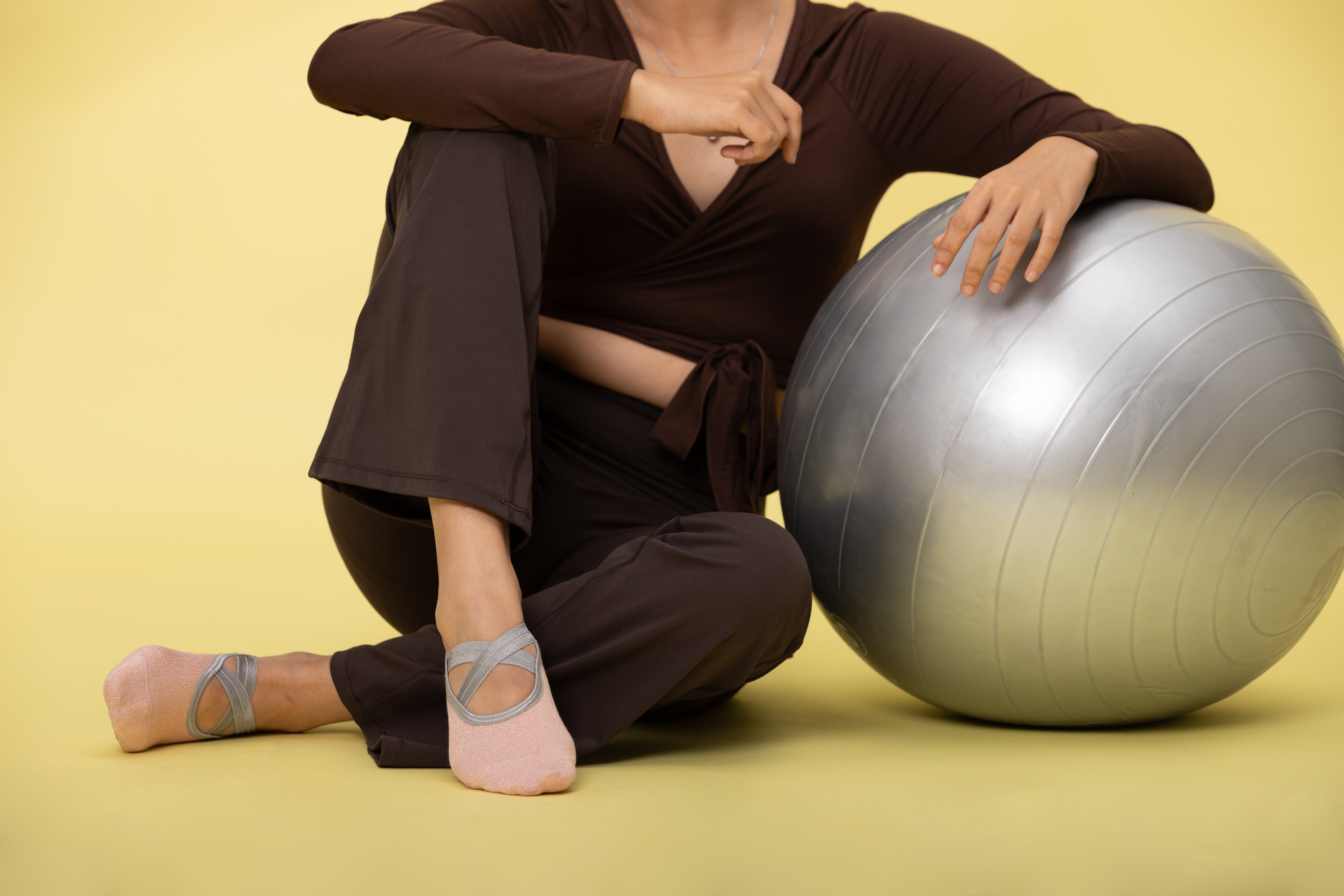 Yoga and Pilates Non-Slip Socks for Women - Shimmer Light Pink