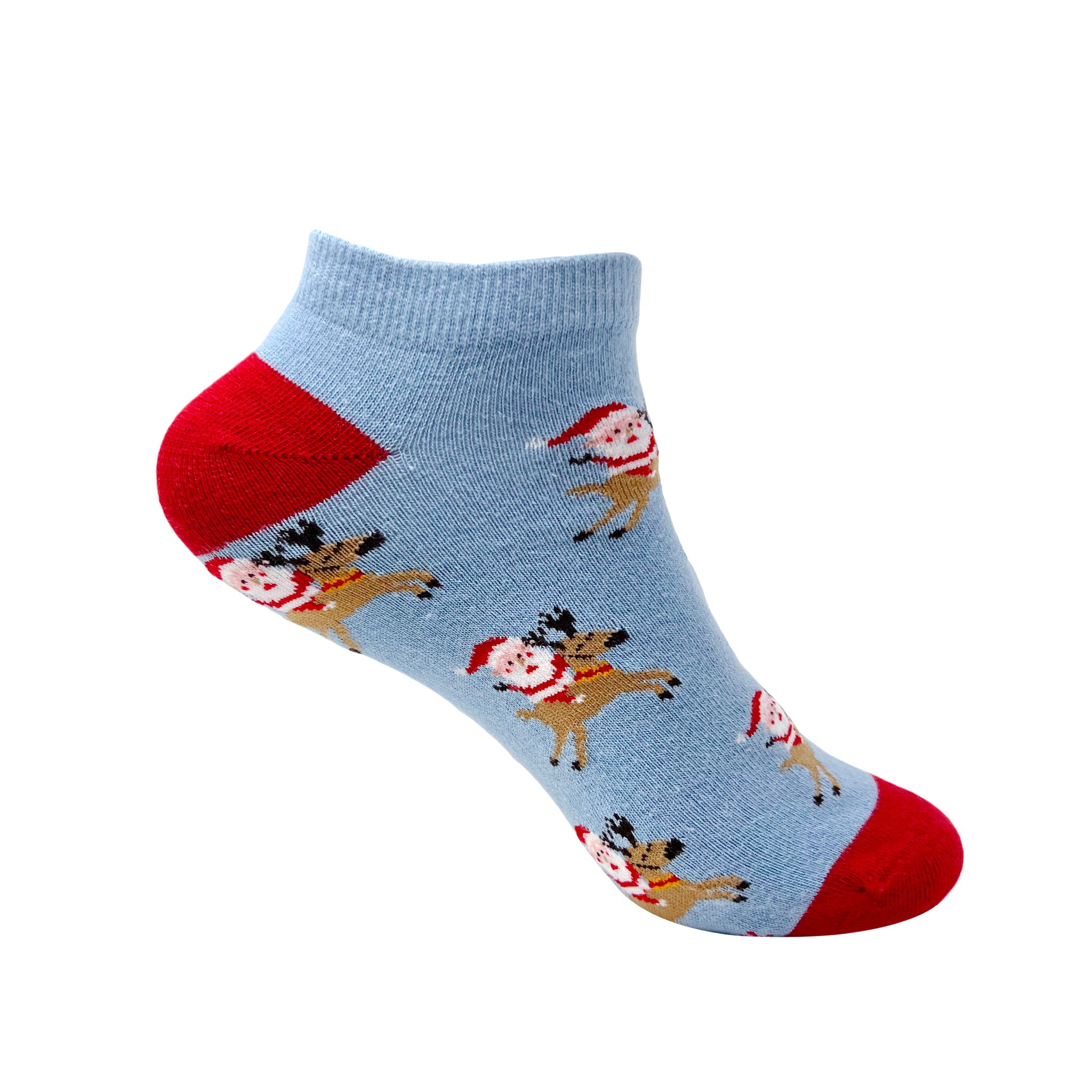 Reindeer Ride with Santa Ankle Socks for Women