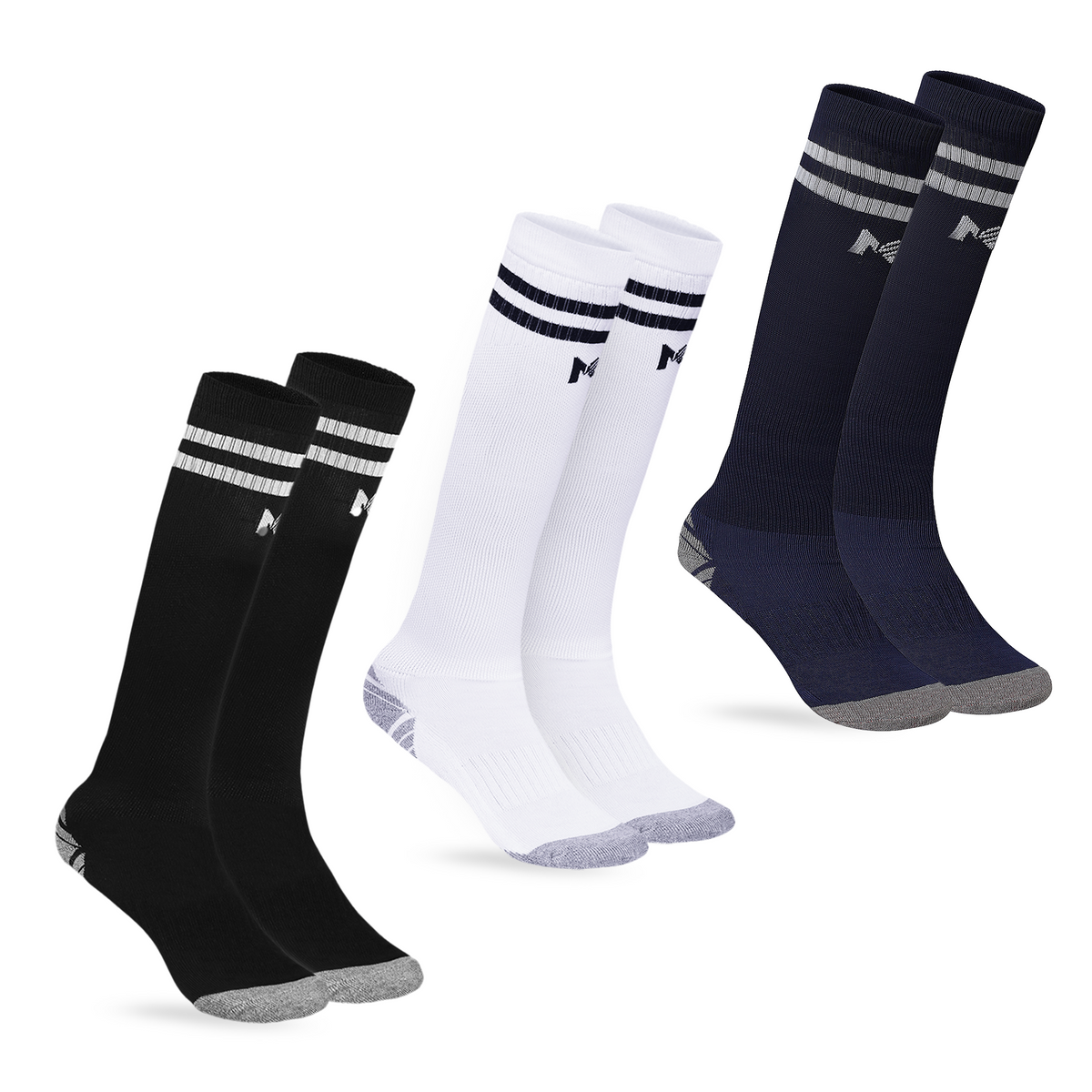 Kids Football Pack of 3 - (White, Black & Navy Blue)