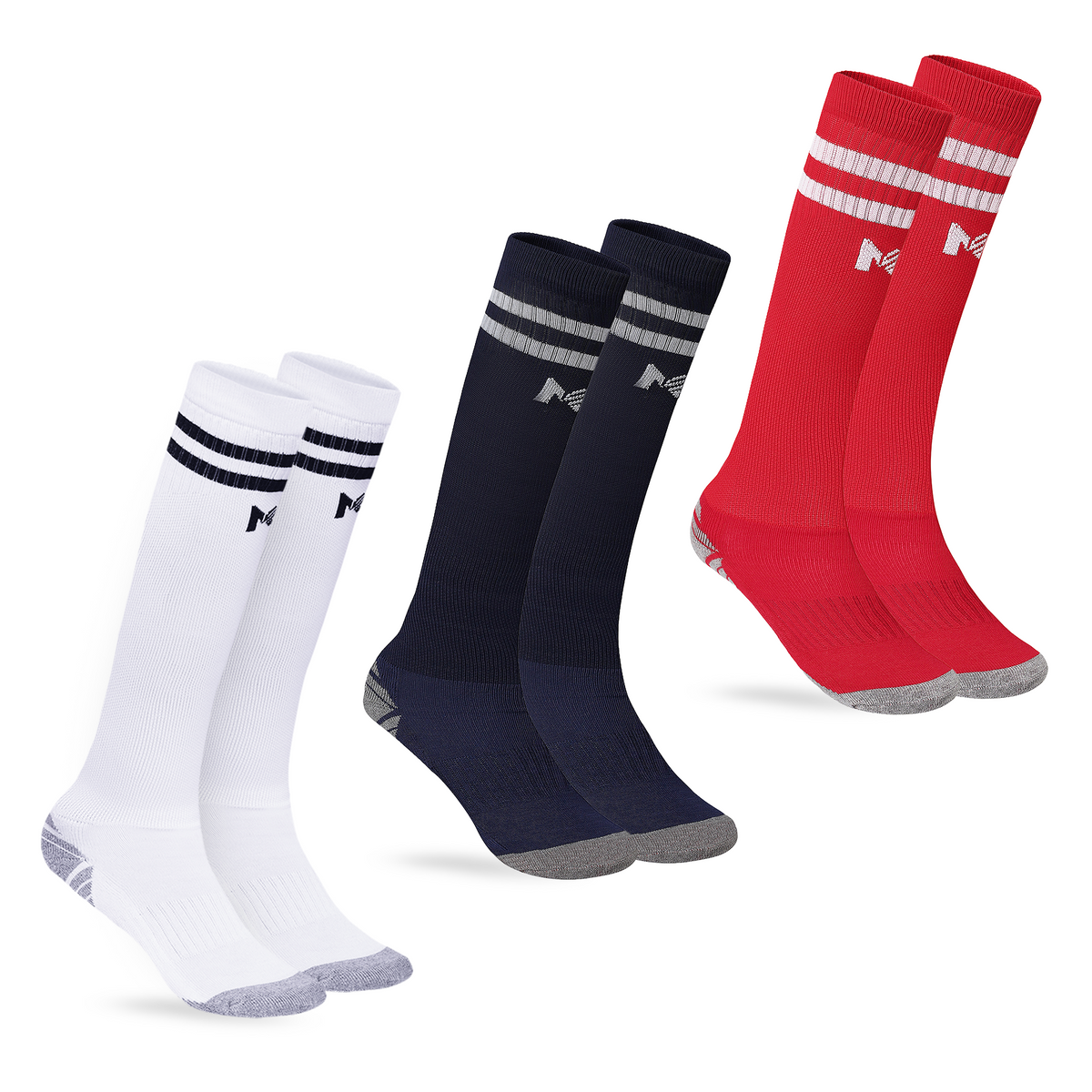 Kids Football Pack of 3 - (White, Navy Blue & Red)
