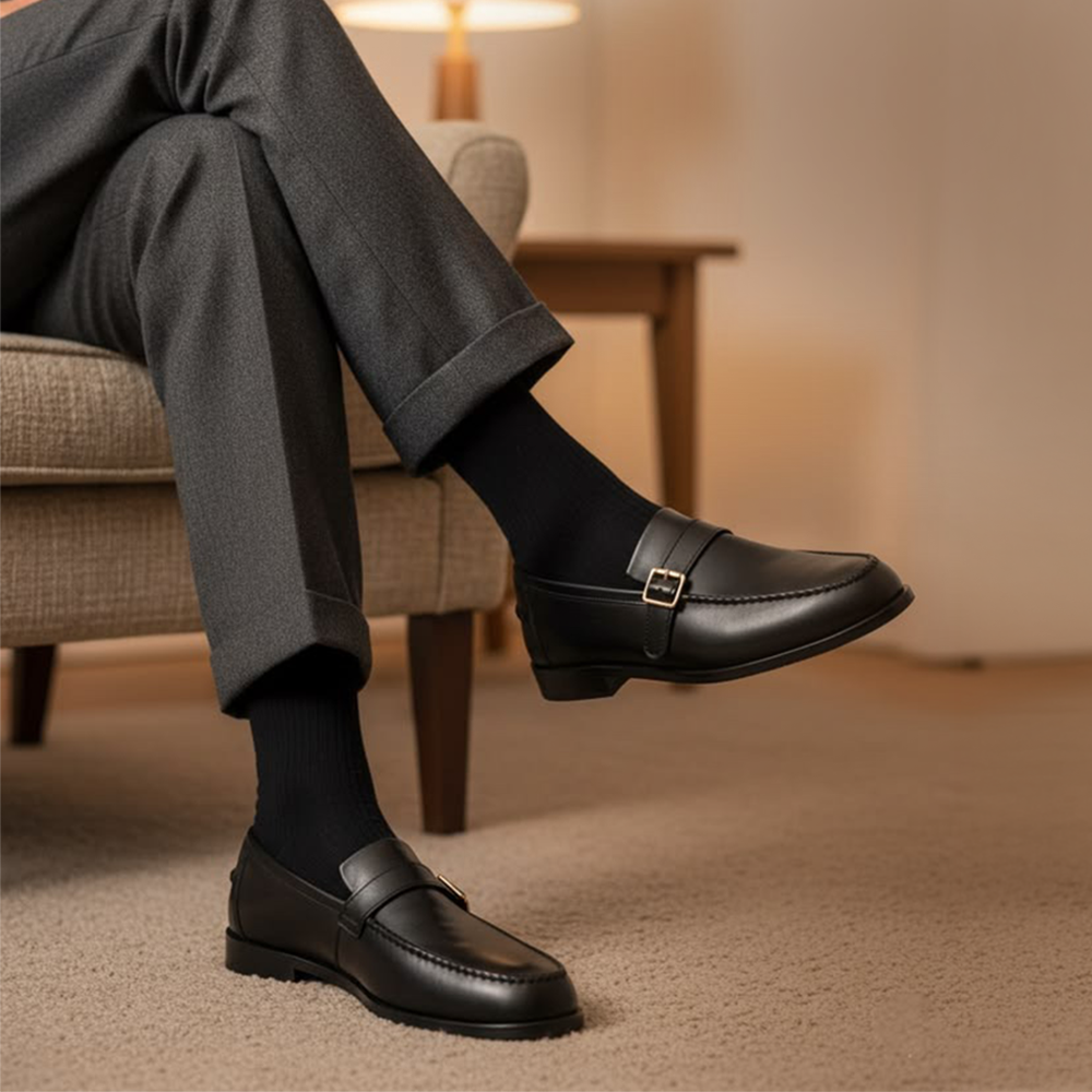 Solid Black Men's Crew Socks