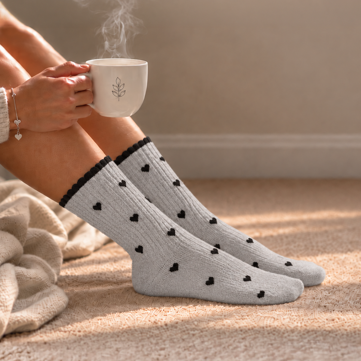 Women's Wool blend Crew Socks - Grey
