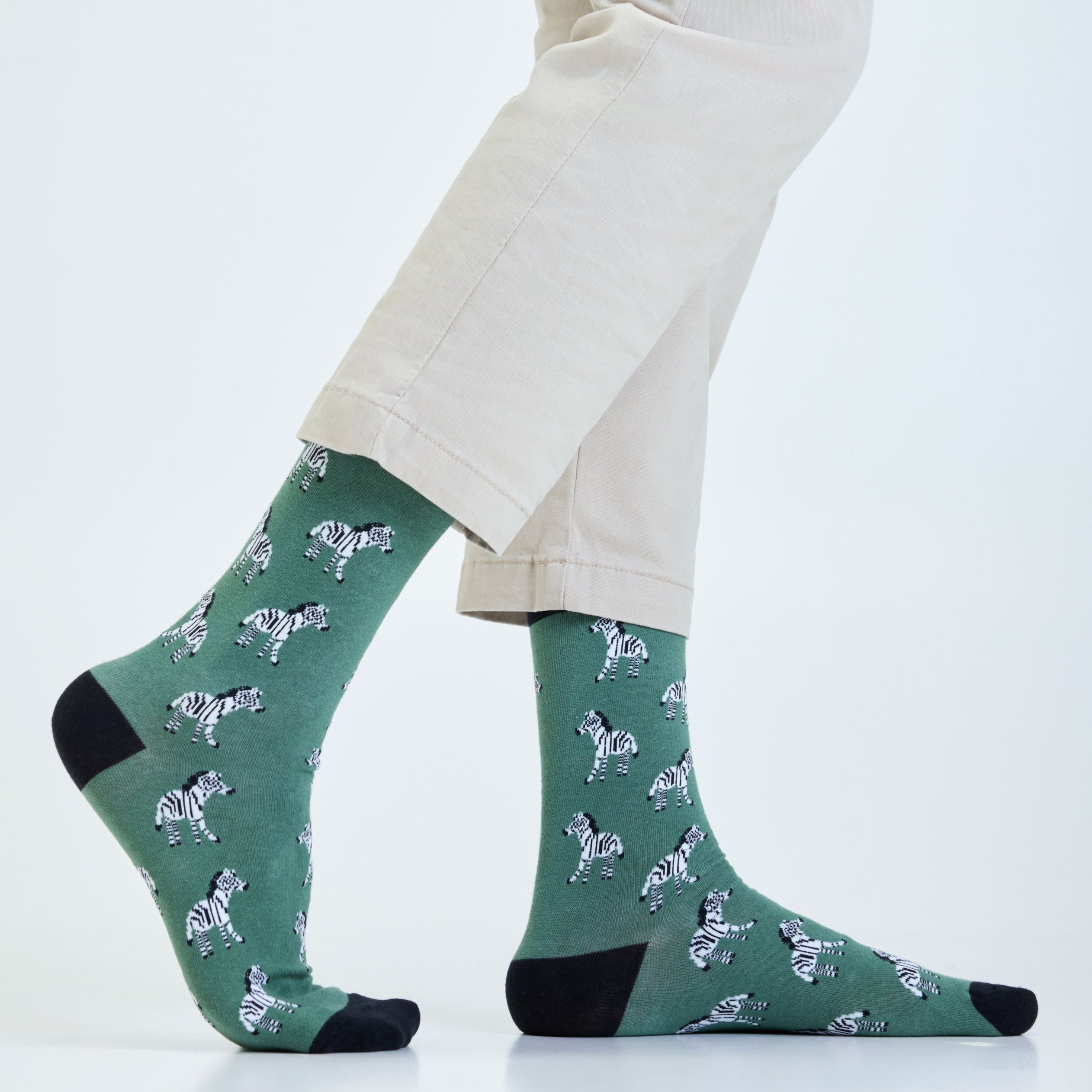 Zebra Fun Crew Socks For Men