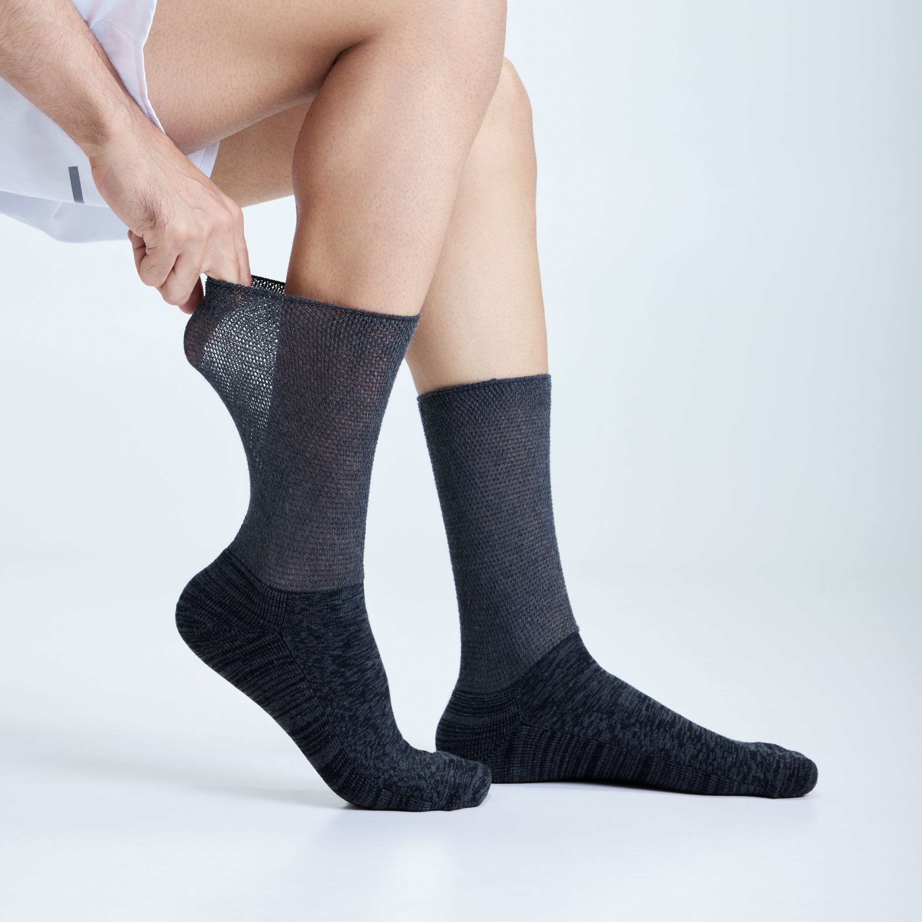 Diabetic Crew Length Unisex Socks for Men and Women - Set of 3 (Black, Navy Blue, Grey)