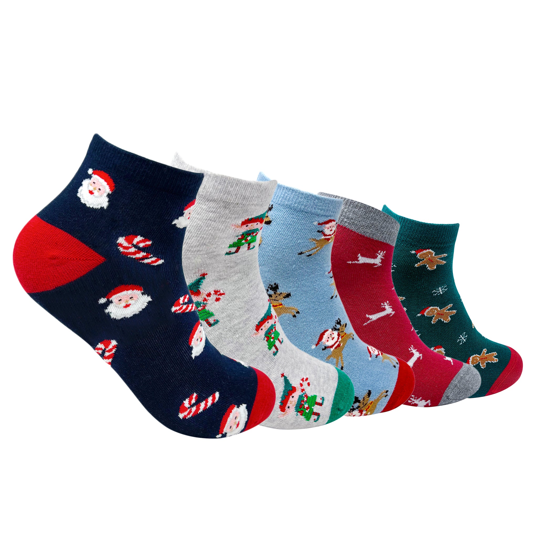 Cheerful Christmas Set-of-5 Ankle Socks for Men