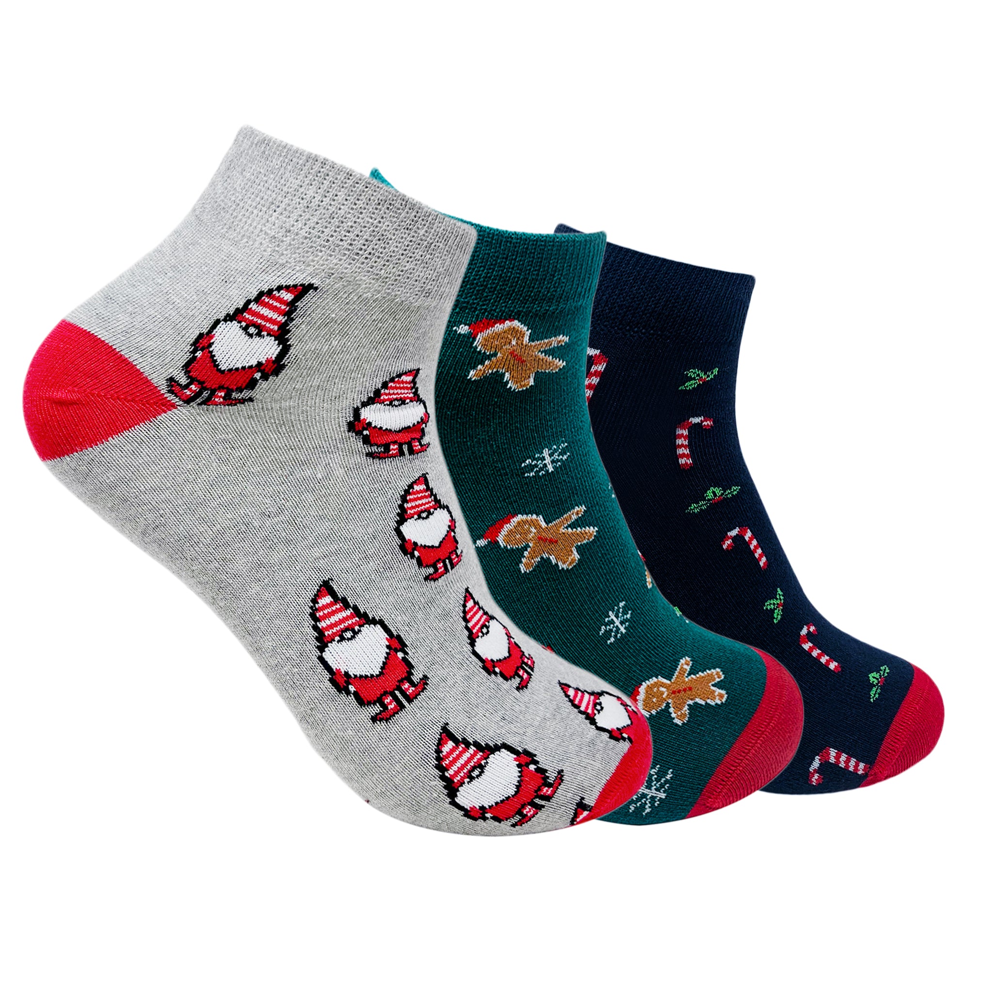 Santa's Snuggle Set-of-3 Ankle Socks for Men