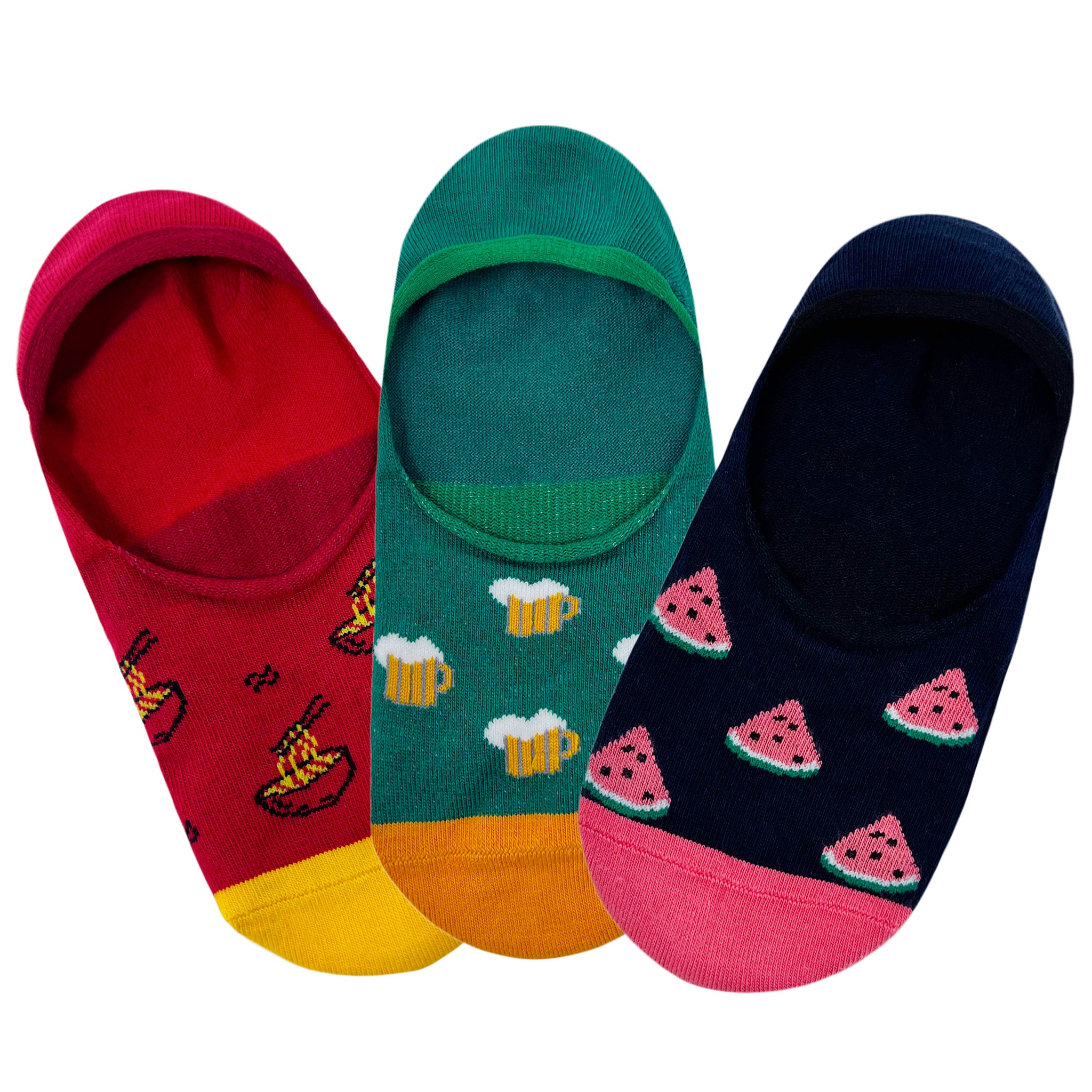 No-Show Loafer Socks for Men - Set of 3 (Food Delight)