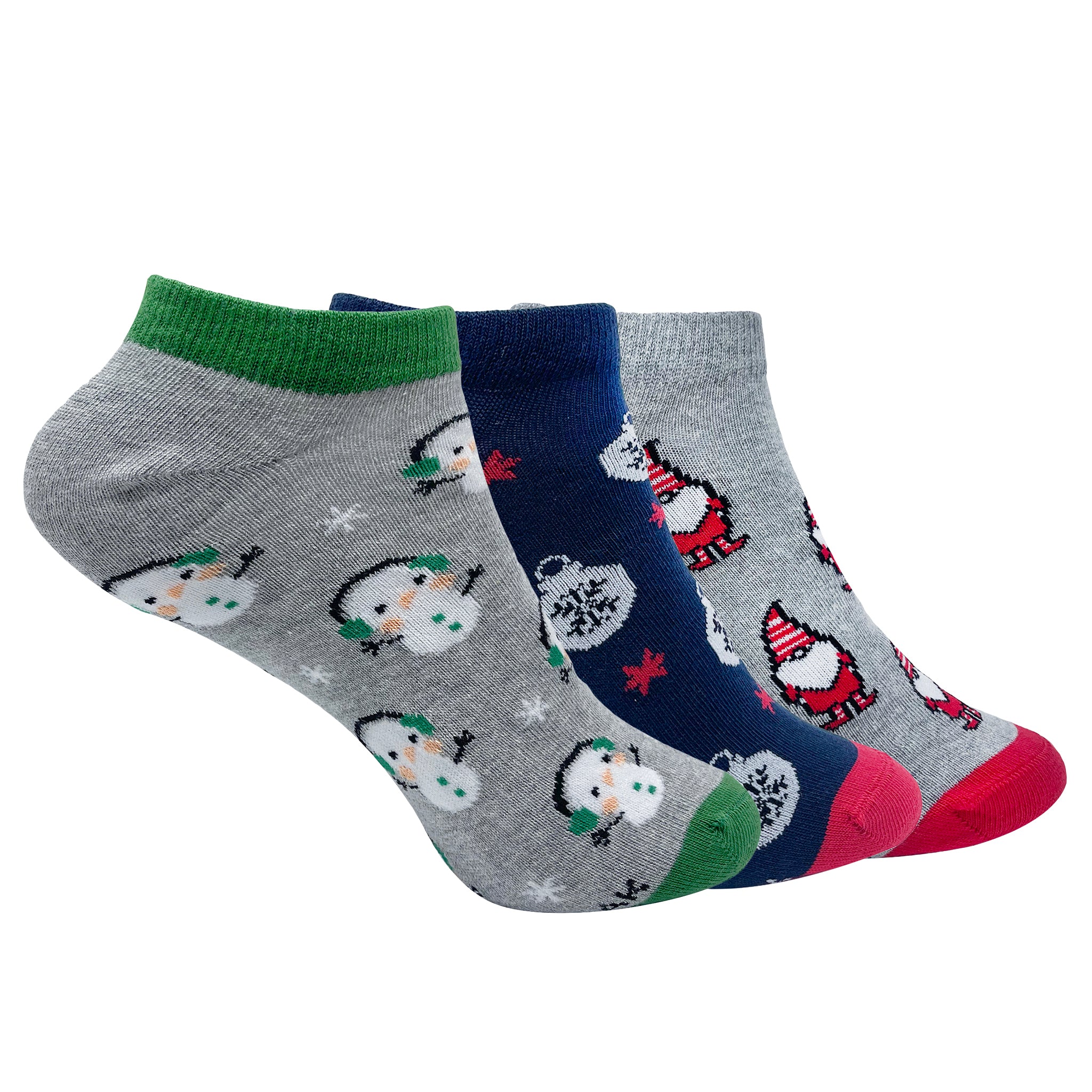Holly Jolly Set-of-3 Ankle Socks for Women