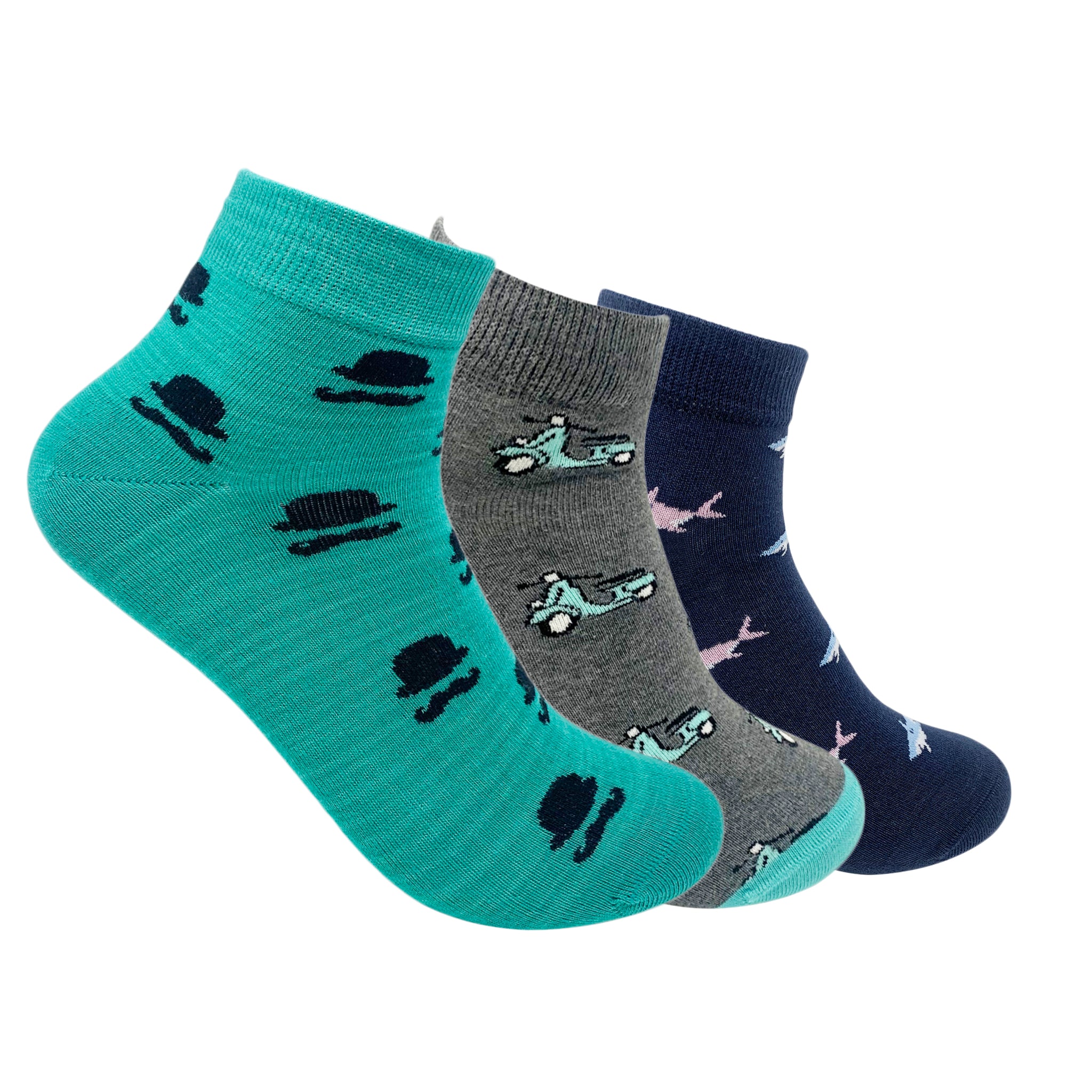 Cozy Trio Play All Day Set-of-3 Ankle Socks for Men