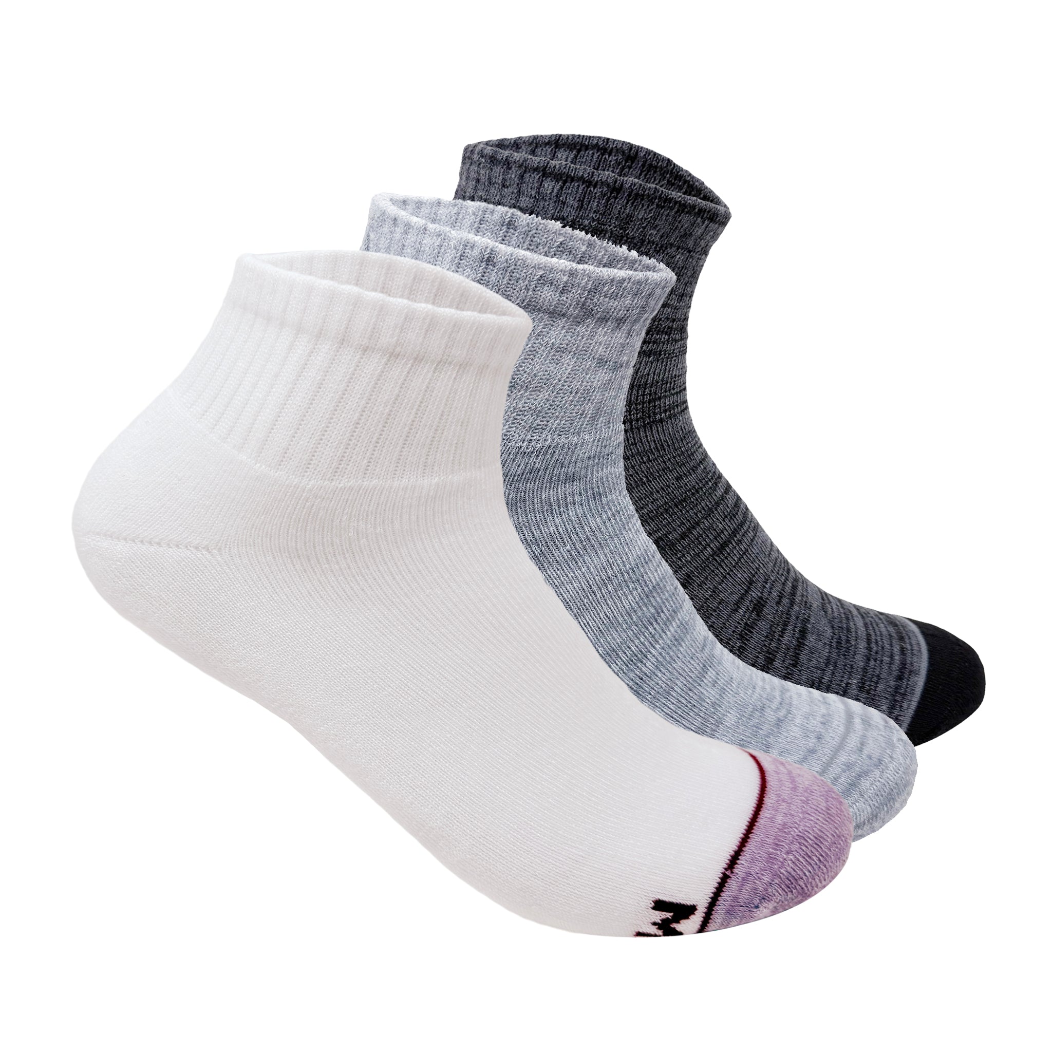 Sports terry Ankle Socks For Men - Set Of 3 ( White, Grey, Black Melange )