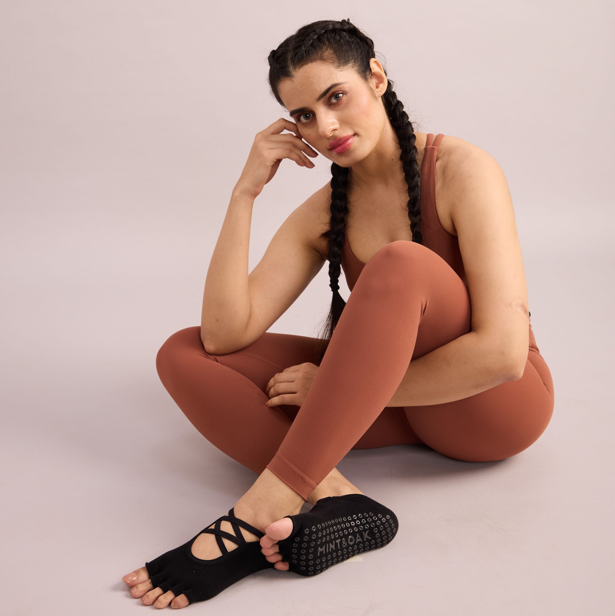 Yoga and Pilates Open Toe Non-Slip Socks for Women - Black