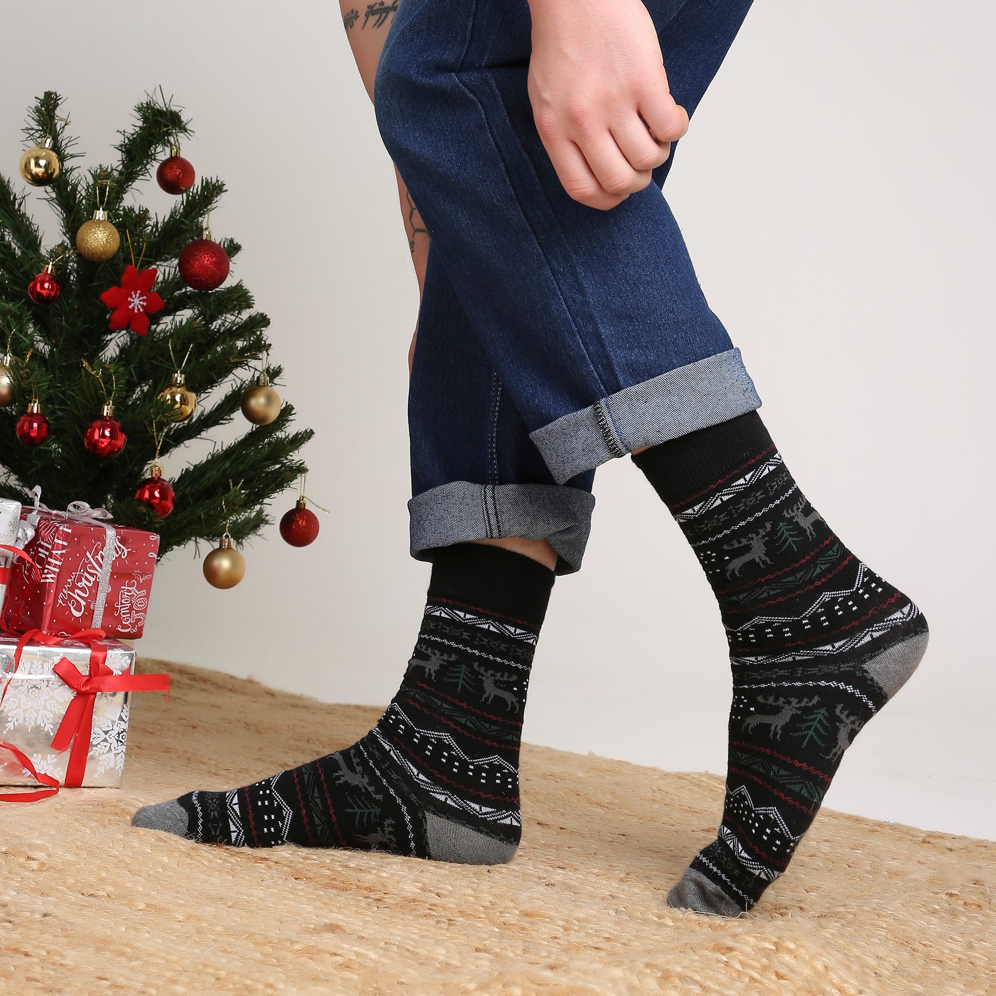 Nordic Reindeer Men's Crew Socks