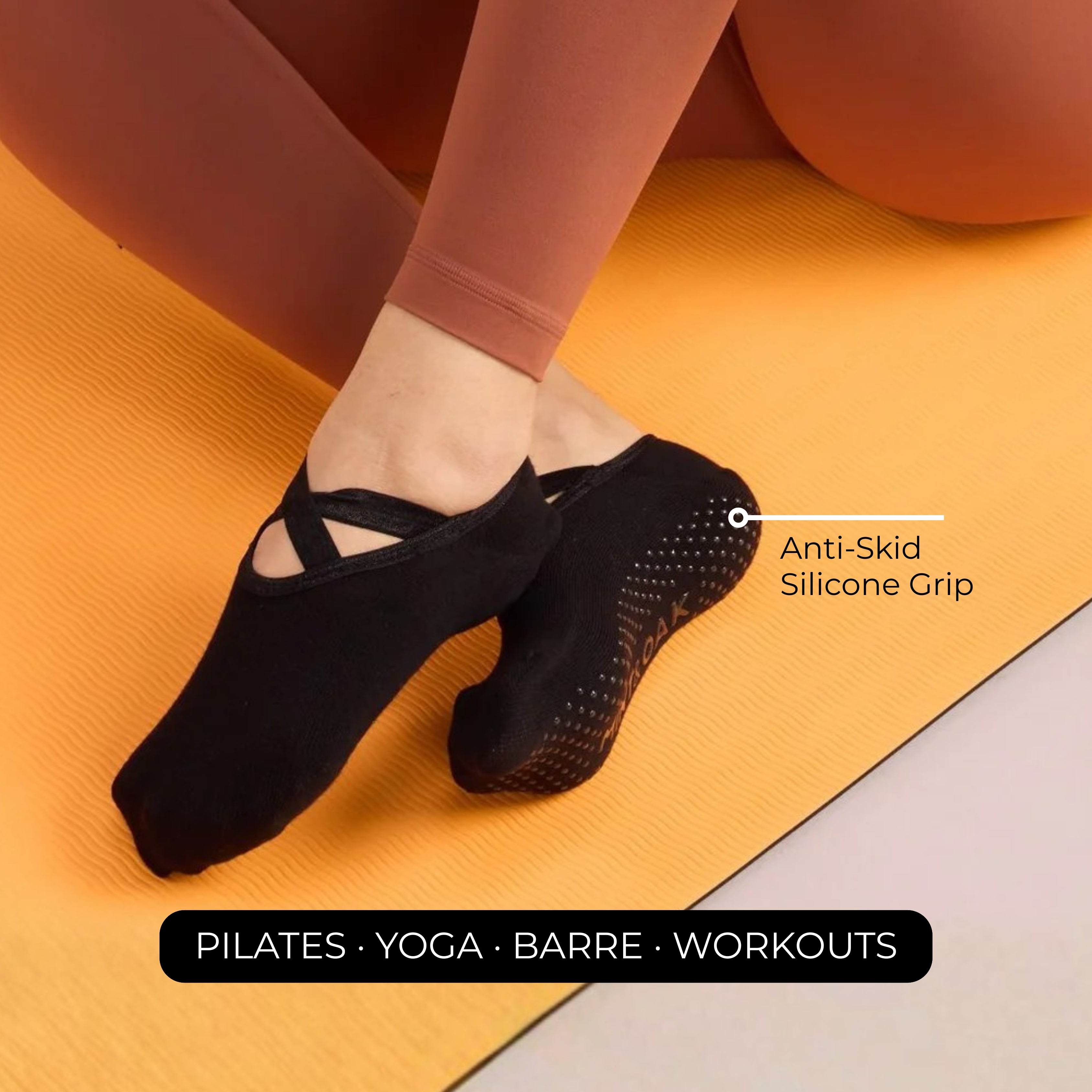 Yoga and Pilates Non-Slip Socks for Women - Set of 3 ( Pilates Blue Two Way, Black, Light grey,)