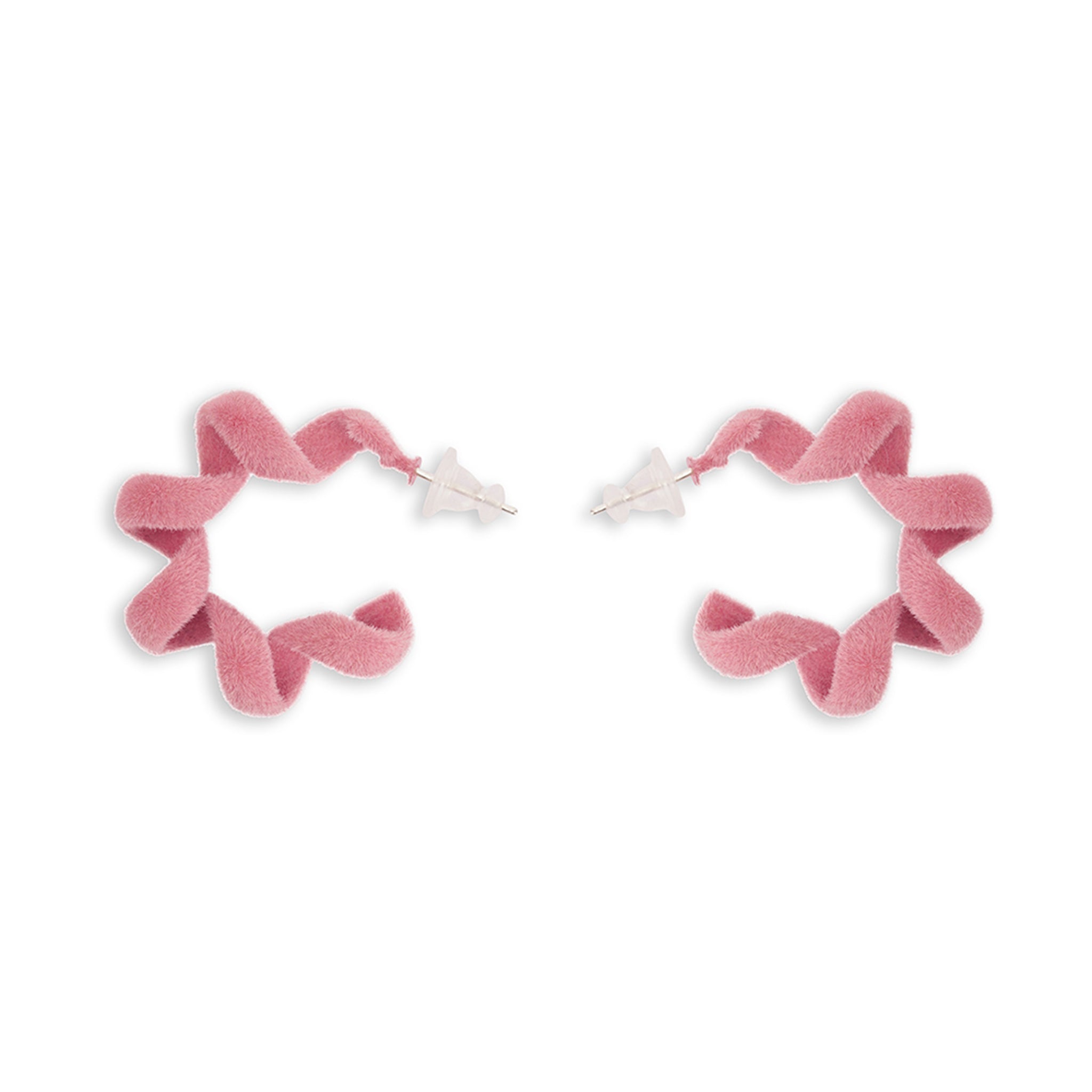 Flamingo pink curly hoops