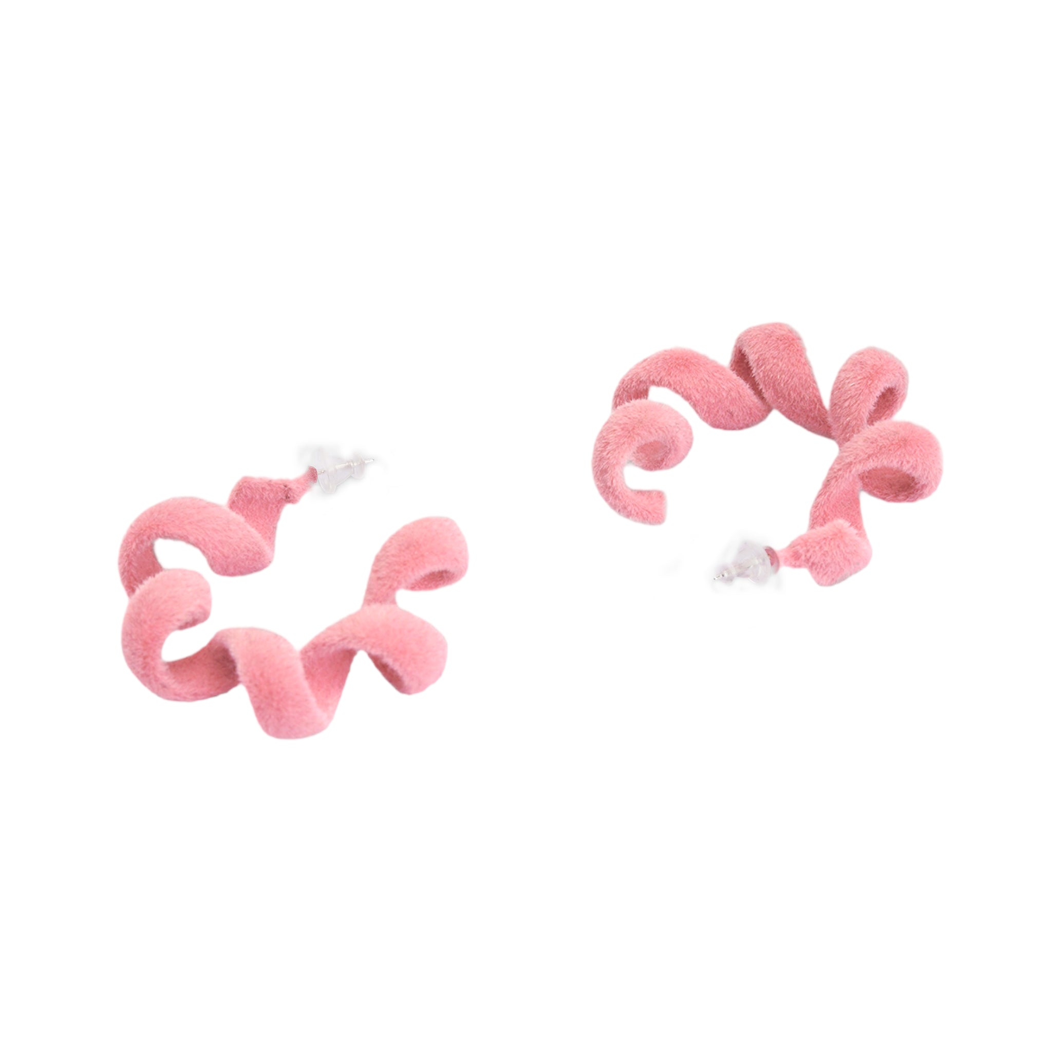 Flamingo pink curly hoops