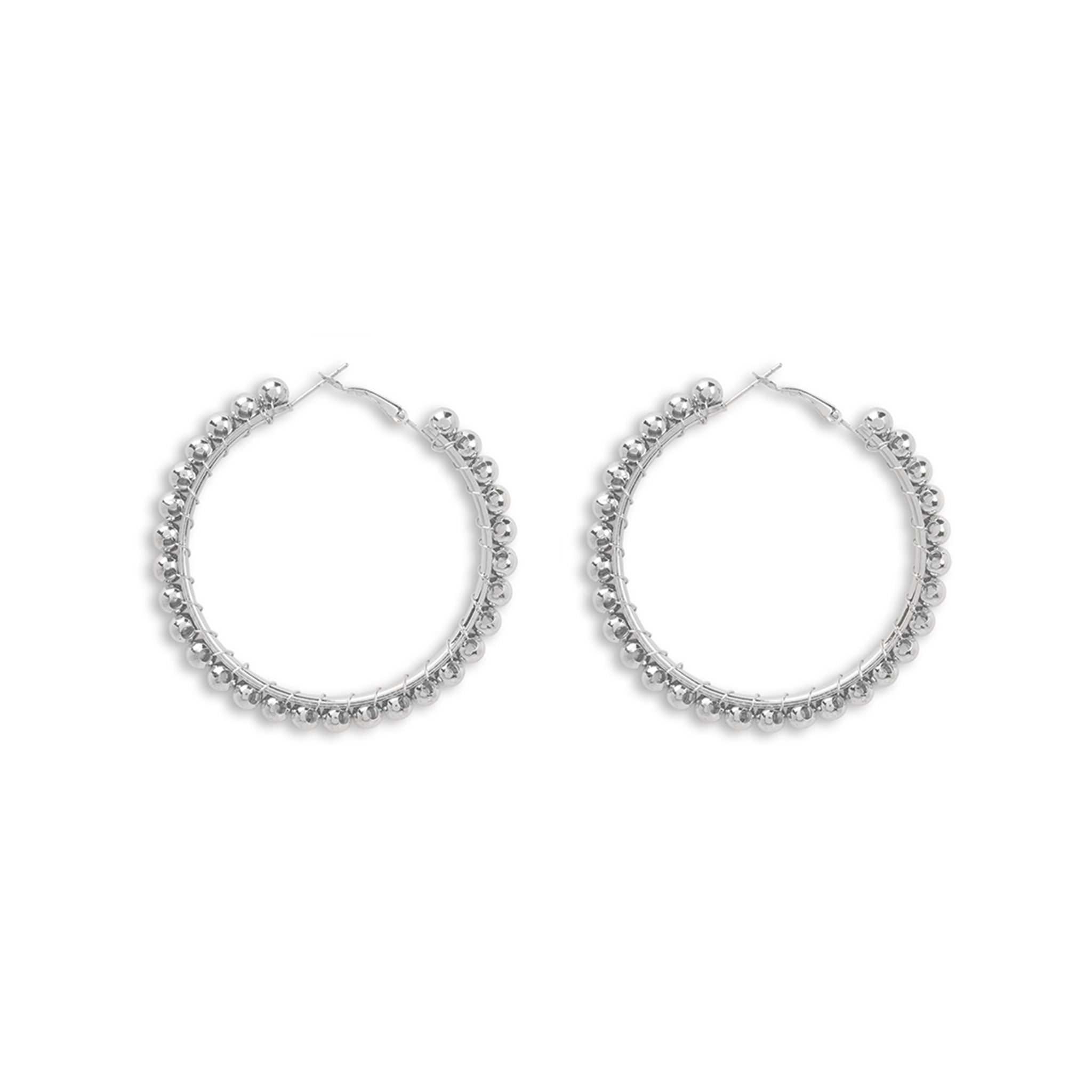 Silver Ball Hoop Earrings