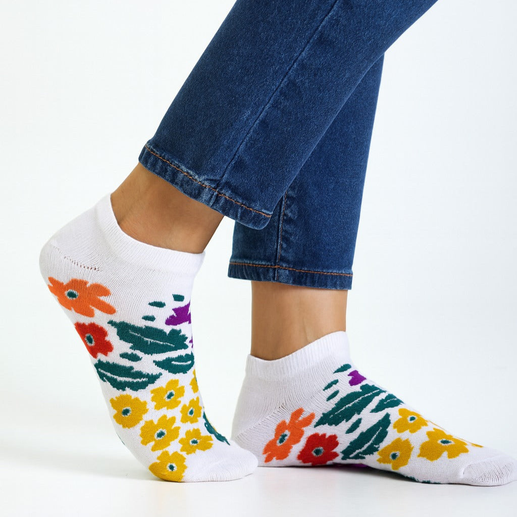 Floral Fun Ankle Socks for Women