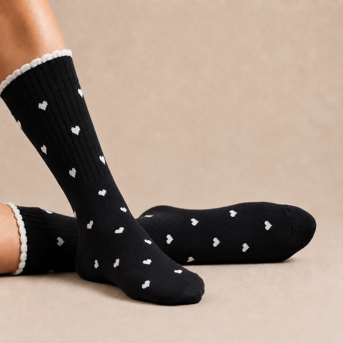 Women's Wool blend Crew Socks - Black