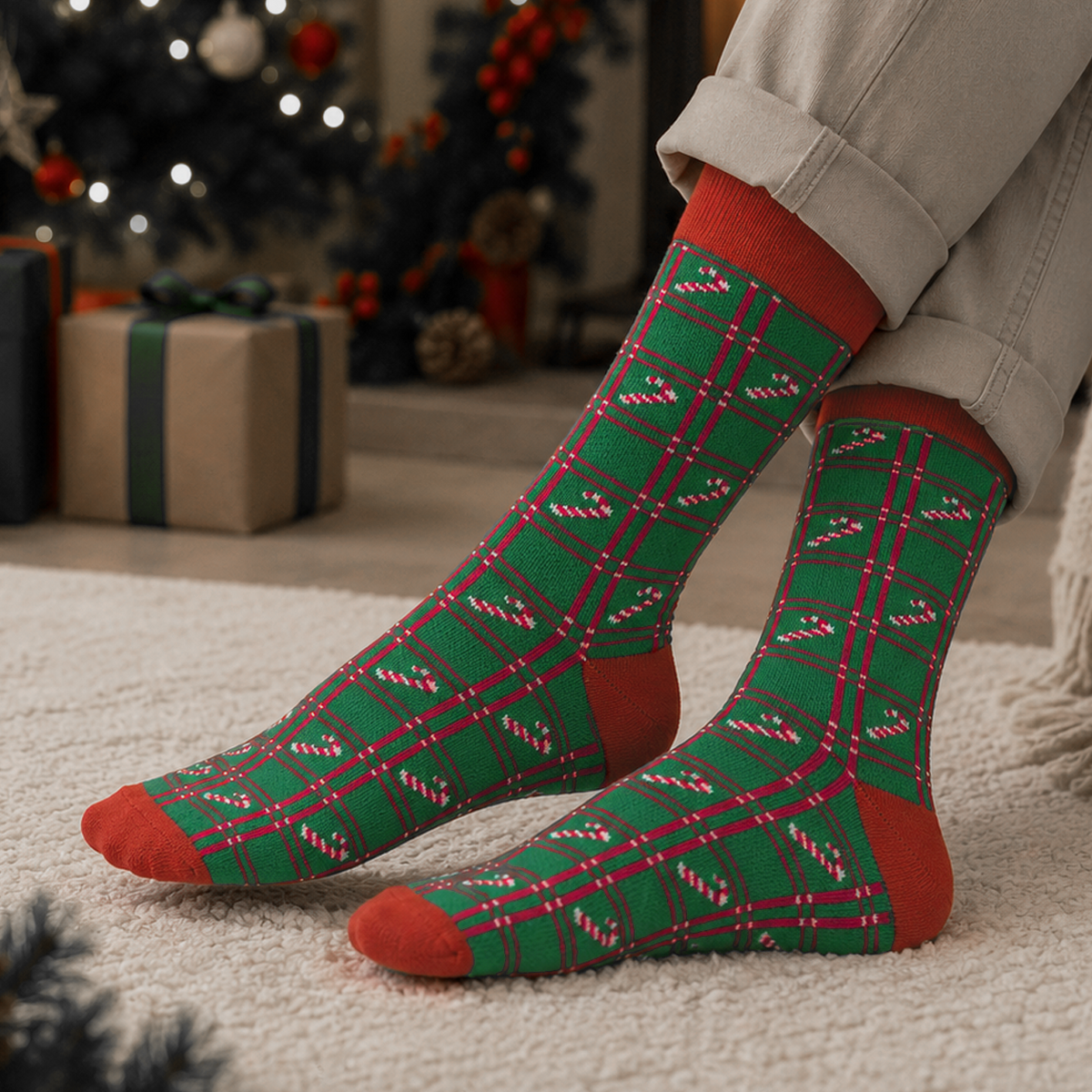 Plaid Canes Men's Crew Socks